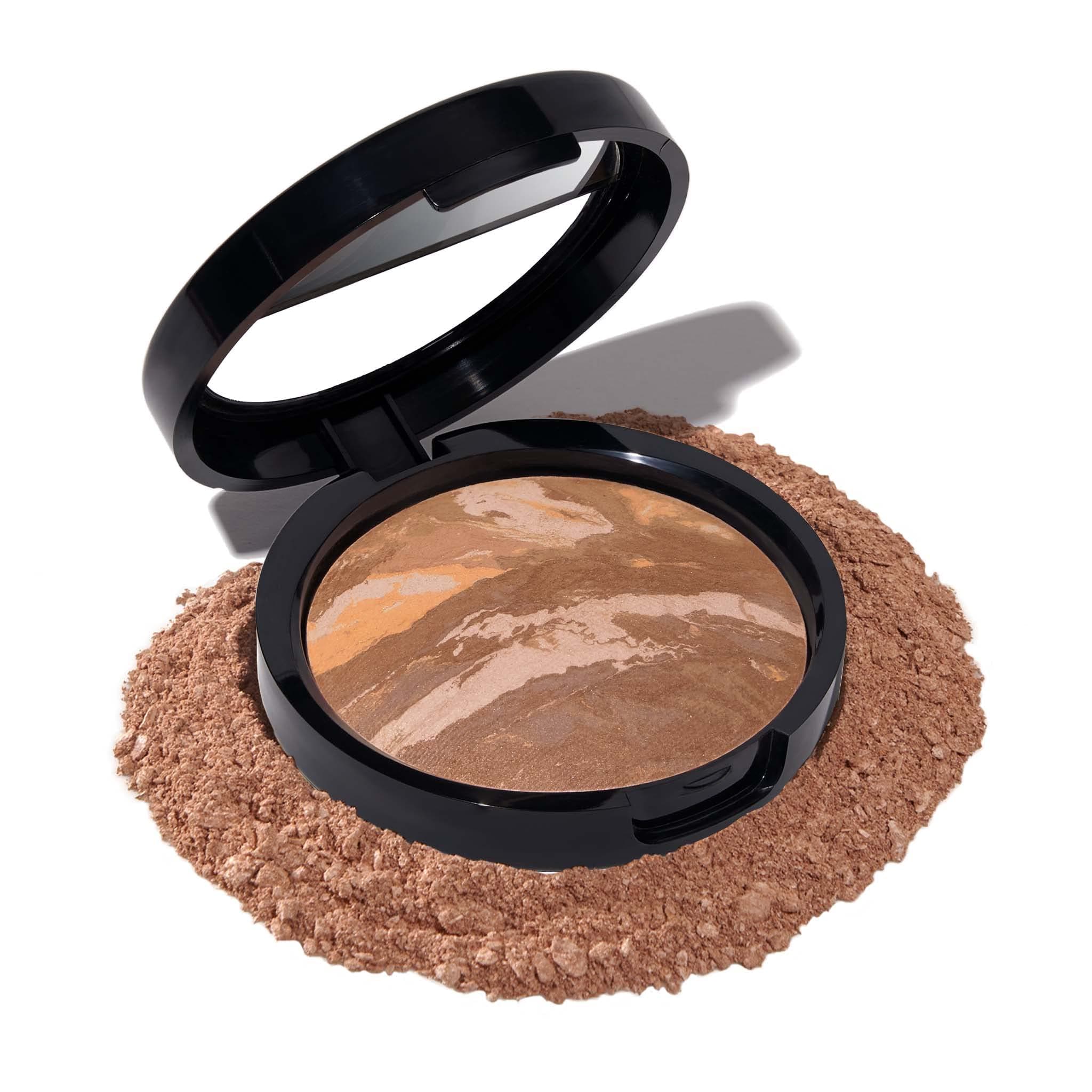 Award-Winning Baked Balance-n-Brighten Color Correcting Powder Foundation - Tan - Buildable Light to Medium Coverage - Demi-Matte Natural Finish