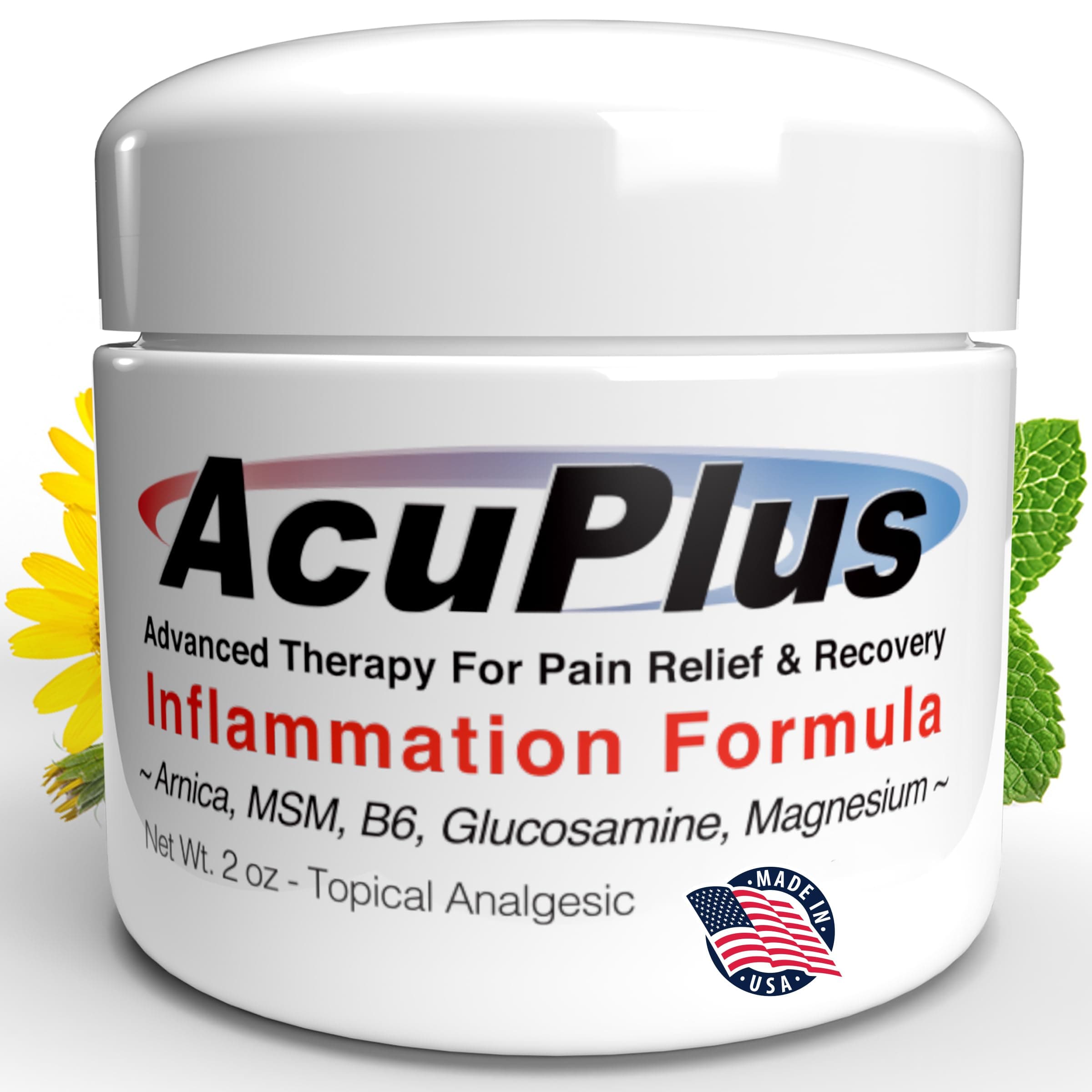 AcuPlus - Advanced Pain Relief Topical Anti Inflammatory Cream to Soothe Muscle & Joint Pain - Arthritis, Bursitis, & Tendonitis - Fast-Acting Formula with Natural Ingredients - 2 oz.