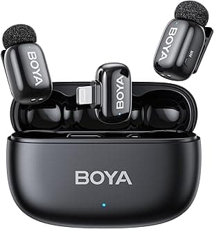 BOYA mini 2 Wireless Microphone for iPhone with MFi Certified, AI Noise Cancellation, App Control, 48k Hz/24 Bit, 30H Battery Life with Charging Case,Lapel Microphone Wireless for Video Recording Vlog