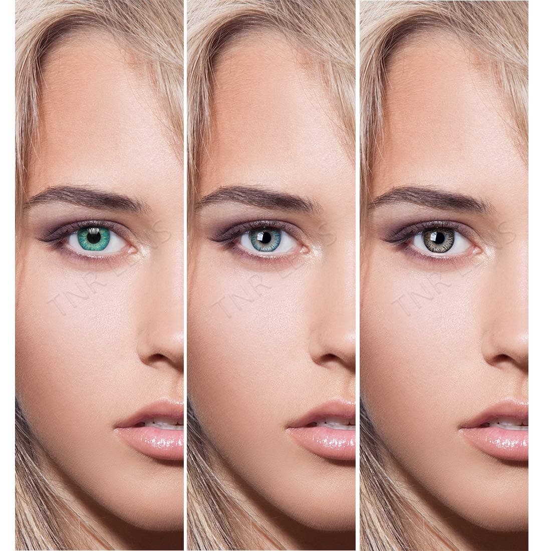 Gold Look Crystal Eye Combo Pack of 3 (Turquoise, Brown & Blue) Monthly Color Contact Lenses (Zero Power) with Free Lens Solution & Lens Container Kit