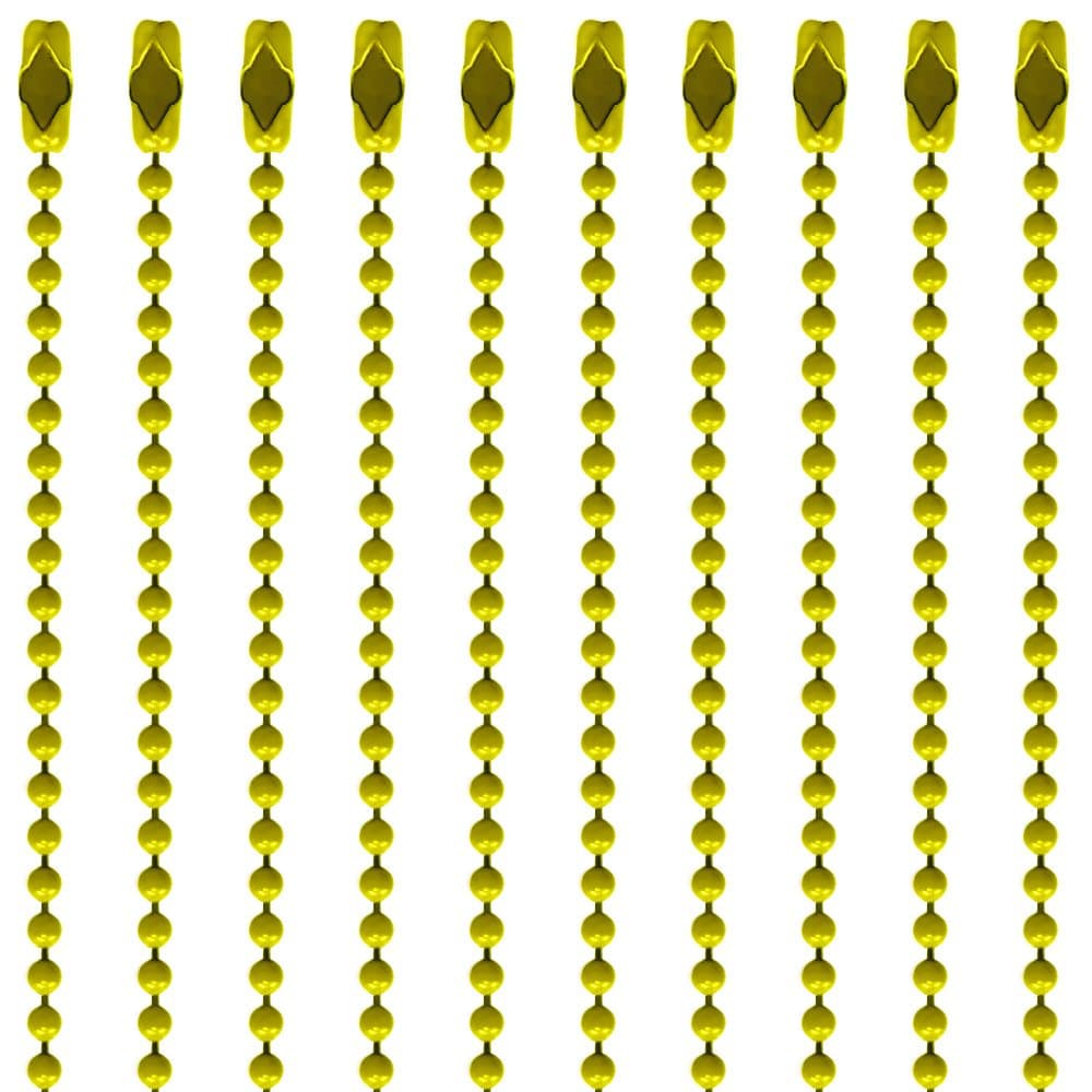 30 Inch Yellow Coated Number 3 Ball Chain Necklaces 10 Count