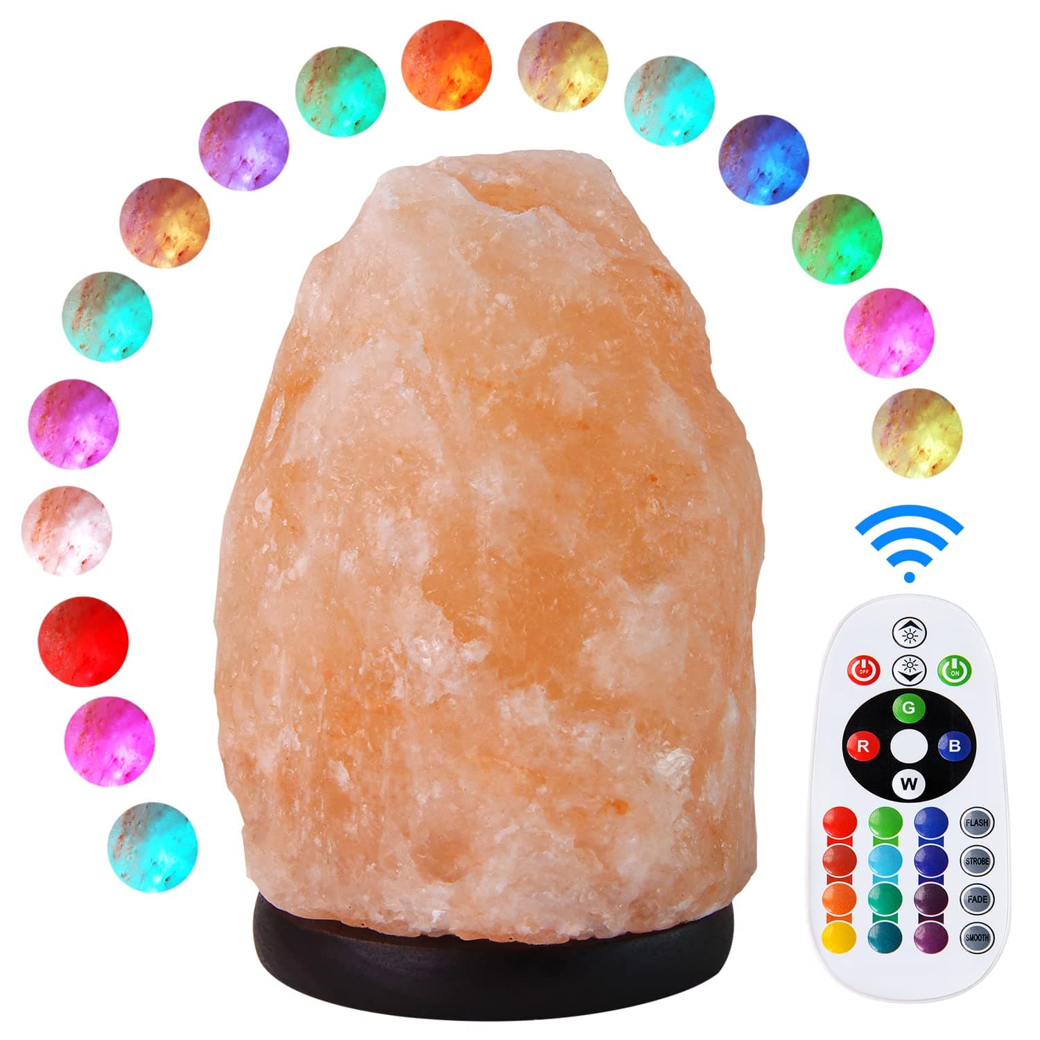 Himalayan Salt Lamp 7 Inches (5-6 Lbs) with Upgraded Remote Control, Adjustable 16 Color Changing Salt Lamp Night Light, Natural Crystal Pink Large USB Salt Rock Lamp for Home Decor