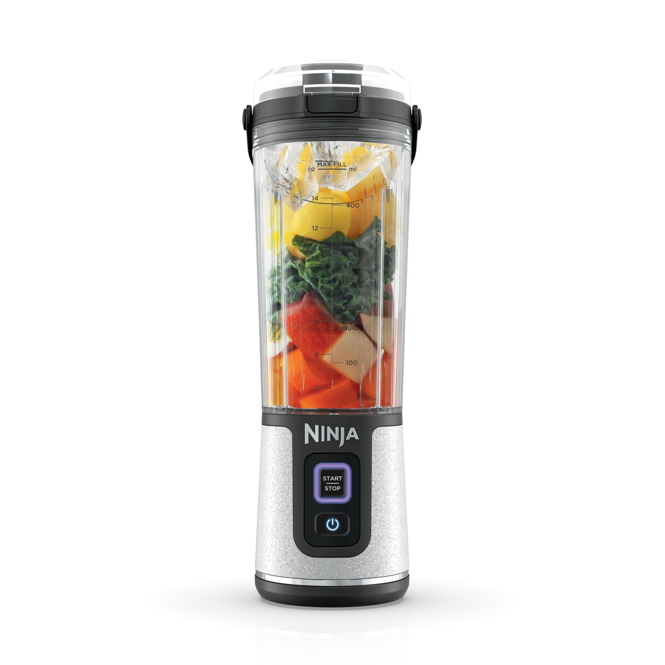Ninja Blast Portable Blender, Cordless, 18oz. Vessel, Personal Blender for Shakes & Smoothies, BPA Free, Leakproof Lid & Sip Spout, USB-C Rechargeable, Dishwasher Safe Parts, White Glitter, BC152GL