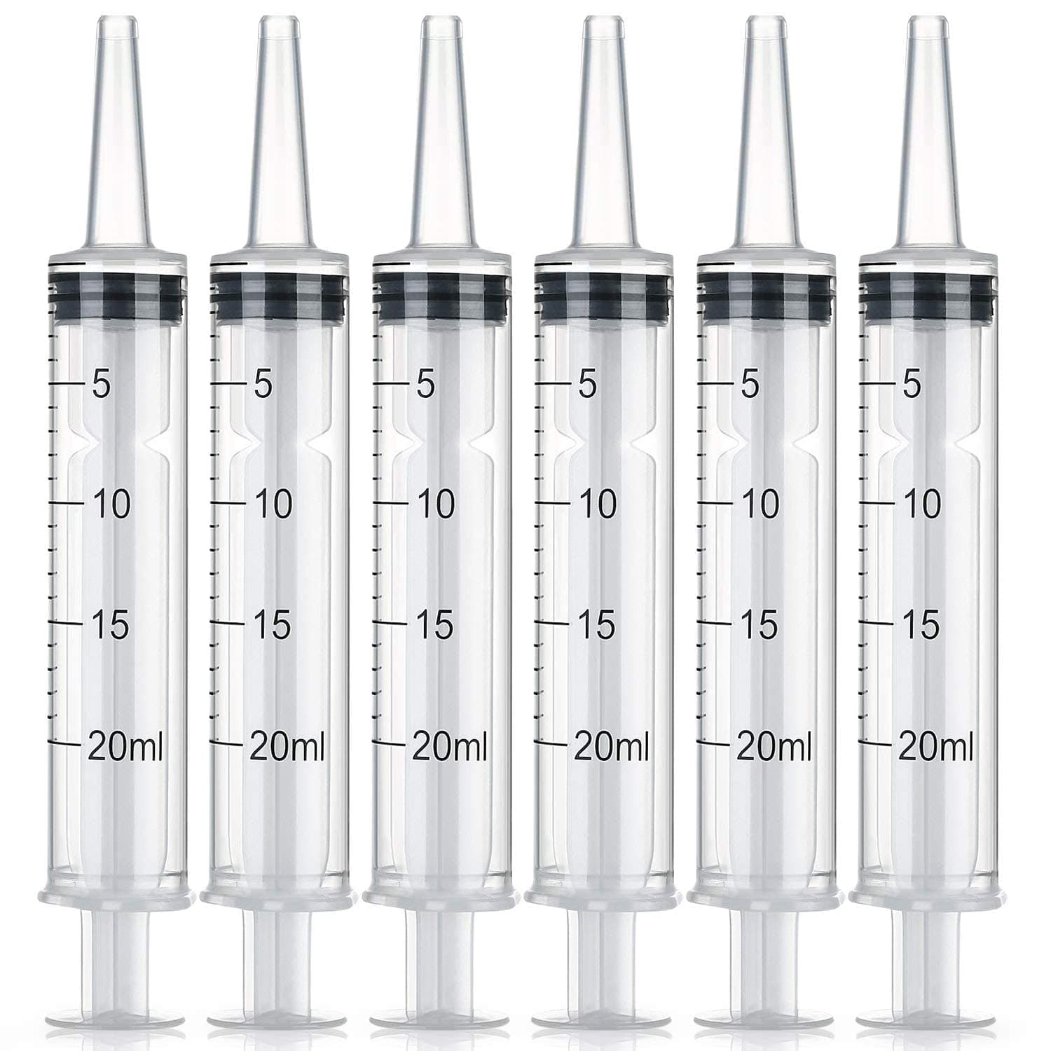 Acehome 6 Pack 20ml Syringe, Large Plastic Syringe with Measurement for Lip Gloss, Scientific Labs, Dispensing, Measuring Liquids, Feeding Pets, Oil or Glue Applicator, Without Needle