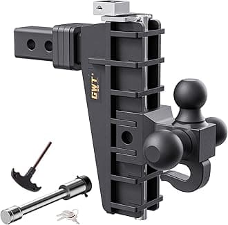 - Adjustable Trailer Hitch with Hook, Tri-Ball (1-7/8" x 2" x 2-5/16") Drop Hitch, Fits 2-Inch Receiver, 8 Inch Drop Hitch, 18500 LBS GTW-Class 3 Tow Hitch for Heavy Duty Truck, Black, Solid Ball Mount