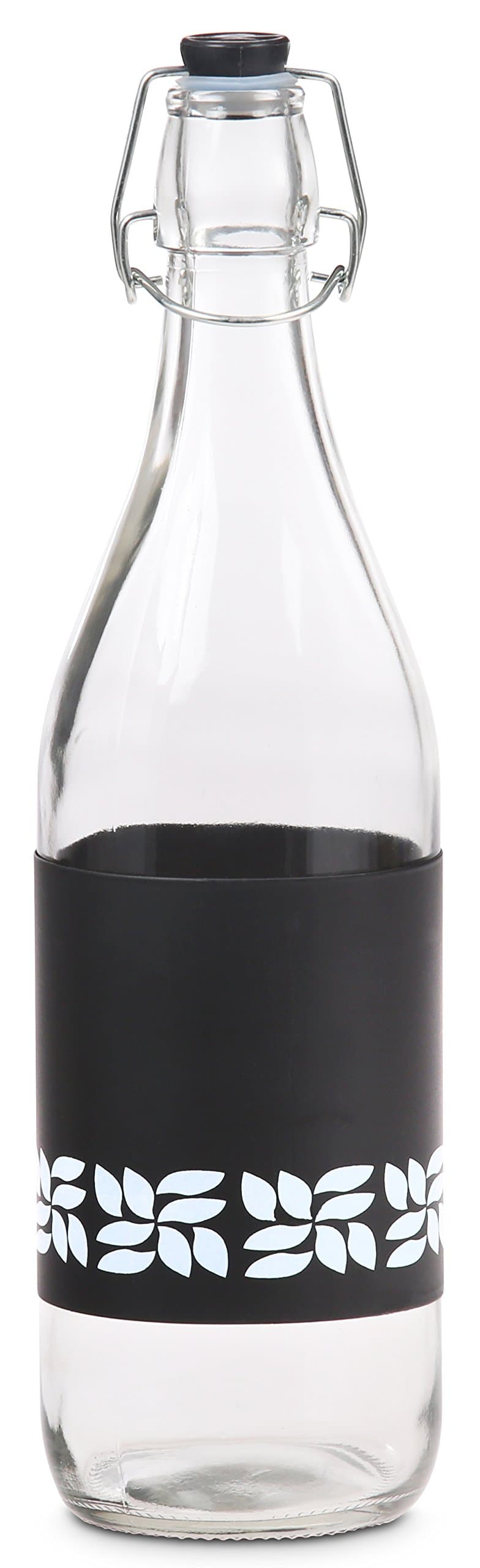 RAG-G-005B Airtight Glass Tabletop Serving Condiment Bottle With Lid, Black