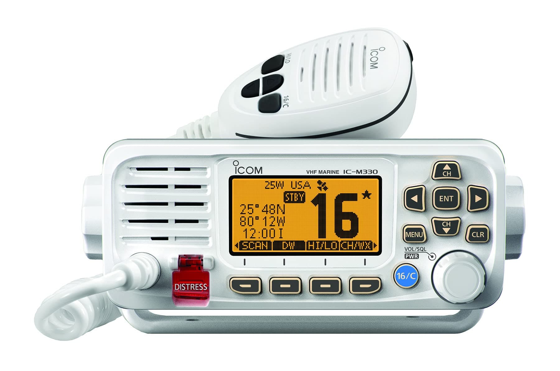 Icom IC-M330 Ultra Compact VHF Marine Transceiver Without GPS - White