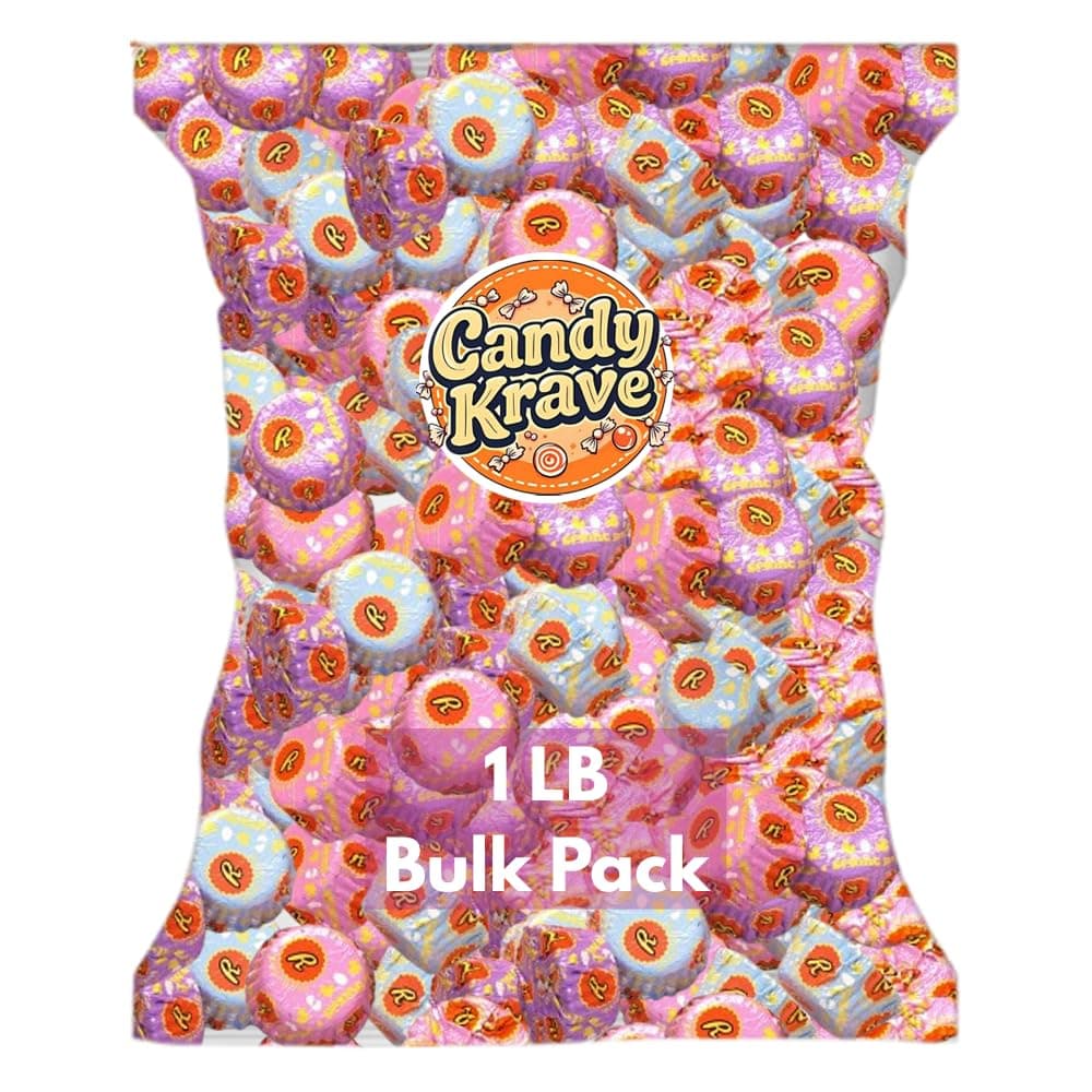 CandyKrave Reses Spring Sprinkles Foil Cups Easter Chocolate Candy, 1lb - 50 Peices Bulk Peanut Butter Foil Cups Easter Candy - Deliciouse Candies For Birthday parties & all Ocassions