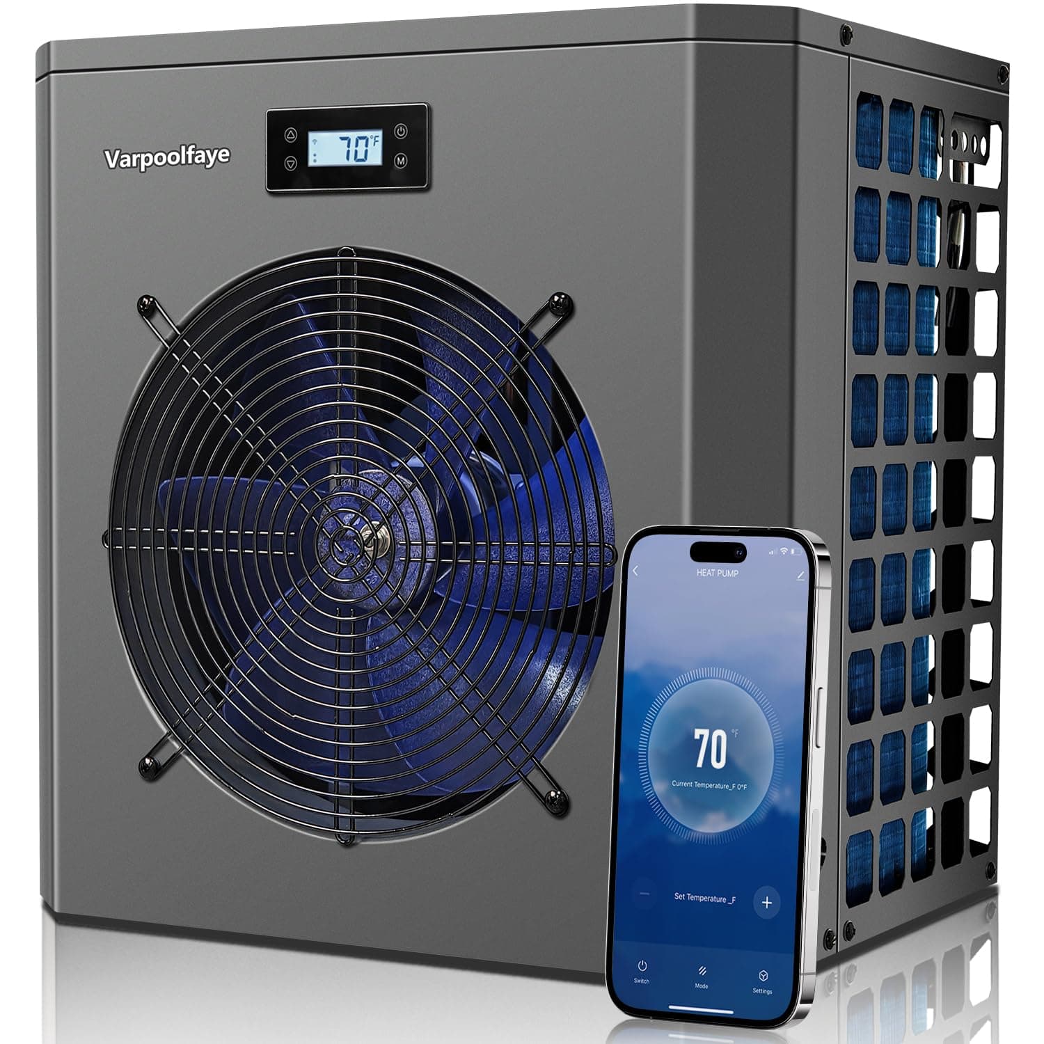 5000 Gallon Electric Pool Heater Pump 16000 BTU Pool Heaters for Above Ground Pools Swimming Pool Heat Pump WiFi Control Heat Or Cool Spa Heater Pump 120v