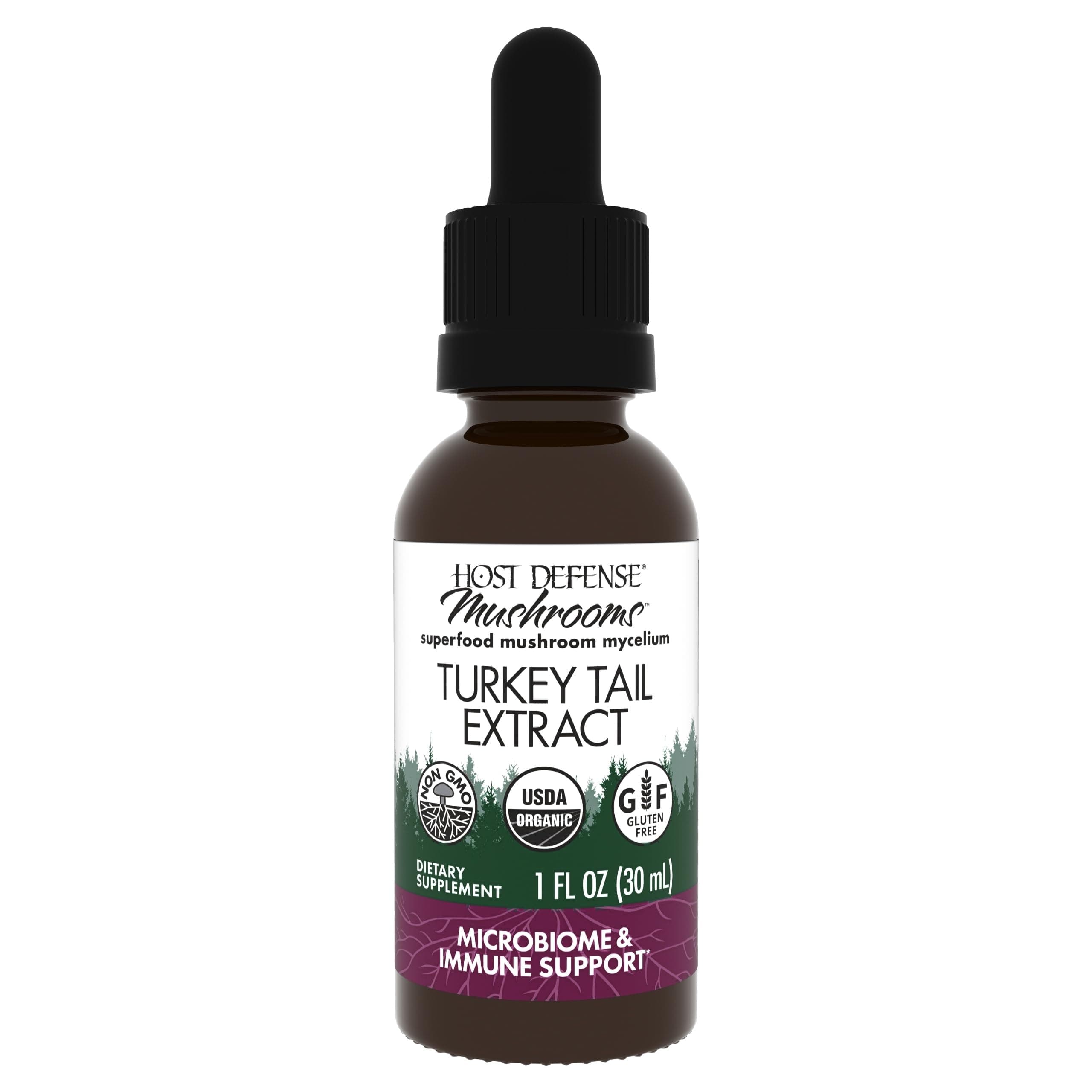 Host Defense Turkey Tail Extract - Digestive Health & Immune Response Support Supplement - Mushroom Supplement for Gastrointestinal & Gut Microbiome Support - 1 fl oz (30 Servings)*