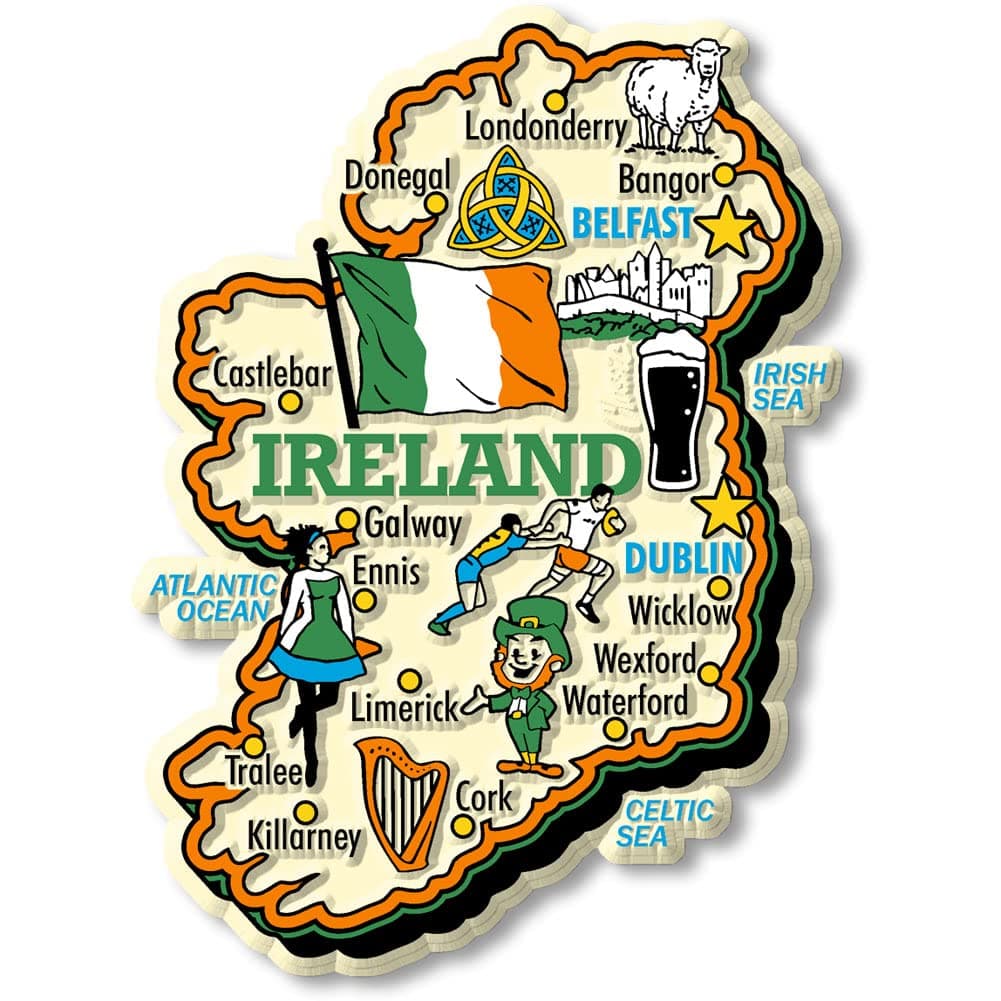 Classic Magnets Made with Pride in the USA Ireland Jumbo Country Map by Collectible Souvenirs