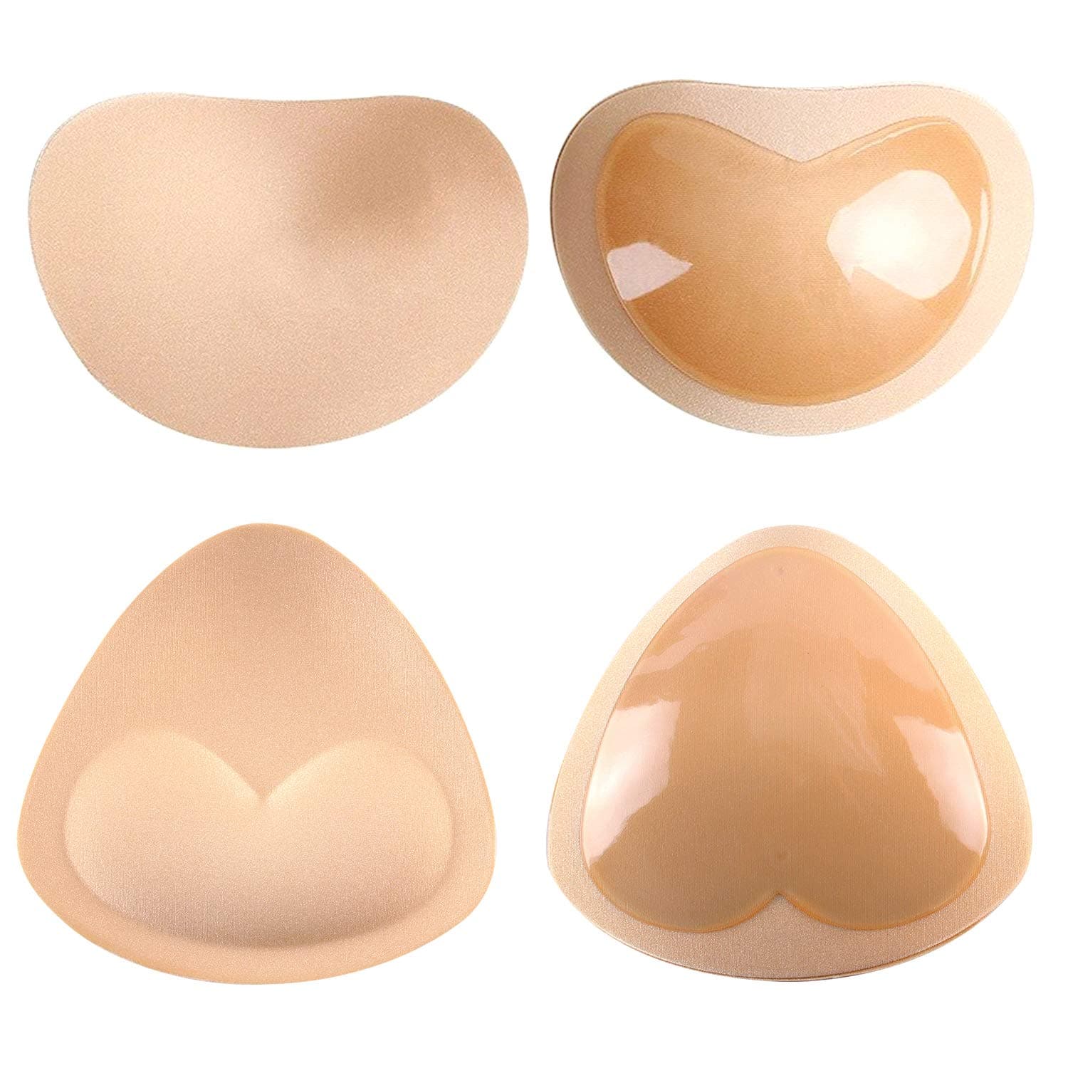 Silicone Adhesive Bra Pads Inserts, Push Up Sticky Removable Swimsuit Cups Bra Pad Breast Enhancer (2 Pair)