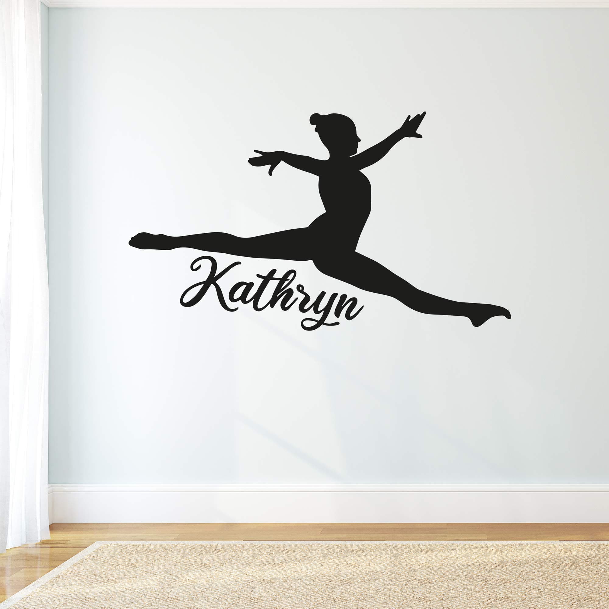 Gymnastics Jump Personalised Name Wall Sticker Art Home Decal Mural (90cm Width x 50cm Height)