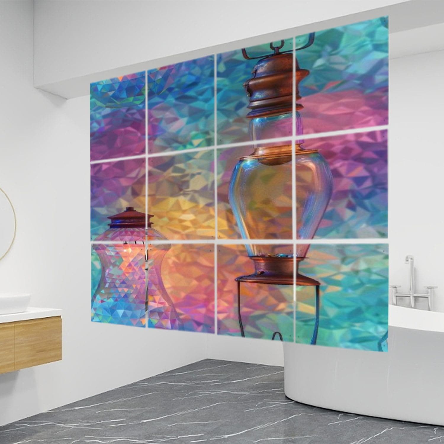 12 PCS Hanging Room Divider Orchestrated Chaos Oil Lamp Lighted Abstract Art Decorative Solid PVC Board Screen Panels Room Partition Wall Screen Panels for Bedroom Living Dining Room