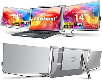 - Laptop Screen Extender, 14" FHD 1080P IPS Laptop Monitor Extender, 315° Rotation Triple Portable Monitor for 13.5" -16.5" Laptops, Type-C/HDMI/USB-A Plug & Play for Wins, Mac, Android, Switch