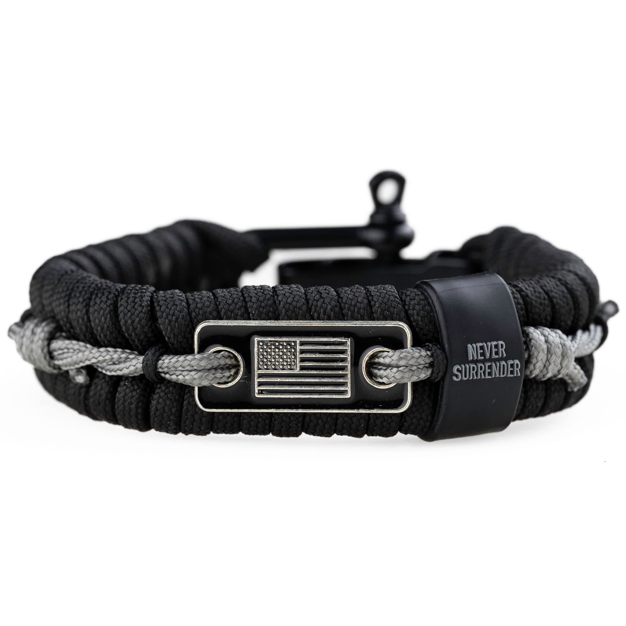 Hero Company Never Forgotten Paracord Bracelet - Tactical Survival Bracelet for Men with Bronze USA Flag - Helps Pair Military Veterans with a Companion Dog