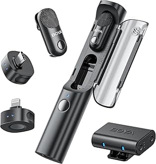 Magic Microphone Wireless(Stand not included), Clip On, Handheld, Desk, On-camera Microphone for iPhone, Mini Lavalier Mic with USB-C/Lighting/3.5mm Jack Plug, Lapel Mic for Streaming, Vlogging