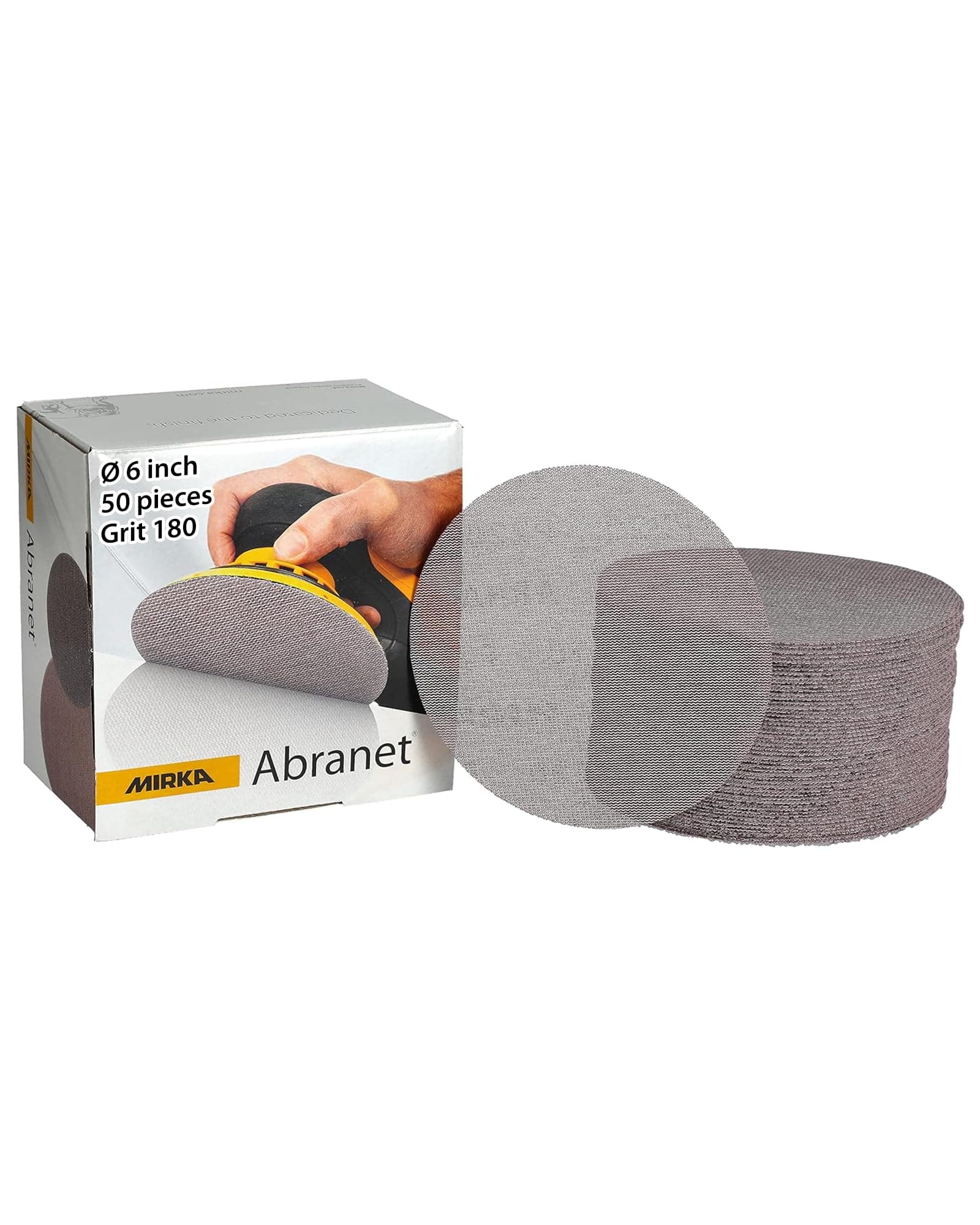 Mirka 9A-241-180 6-Inch 180 Grit Mesh Abrasive Dust Free Sanding Discs, Box of 50 Discs