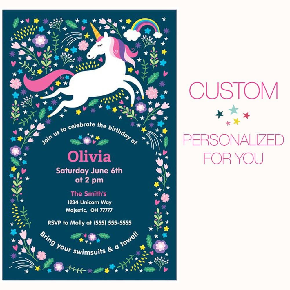 Love Unicornucopia Personalized Unicorn Party Invitations - Set of 10 - Custom Birthday Supplies & Stickers - for Girls