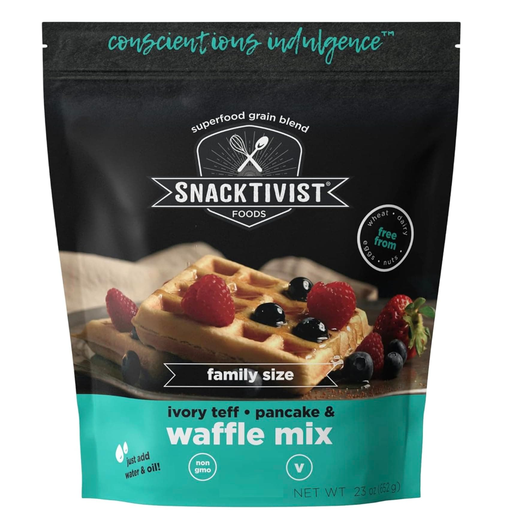 Snacktivist Foods - Gluten-Free, Vegan, Pancake & Waffle Mix, Non-GMO, Egg-Free, Dairy-Free, 23 Ounce