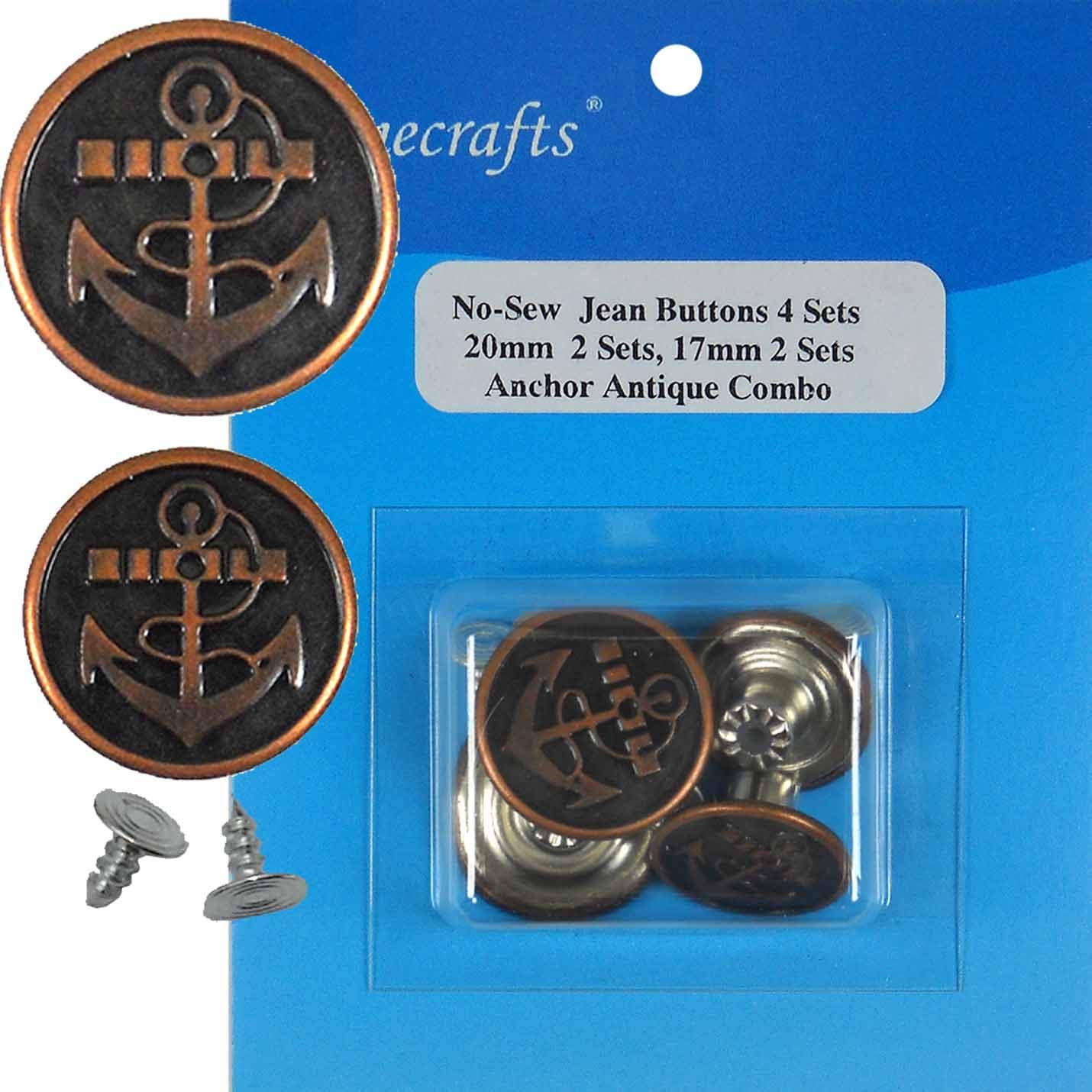 20mm, 17mm No-Sew Jean Tack Buttons Combo CT. 6 Buttons