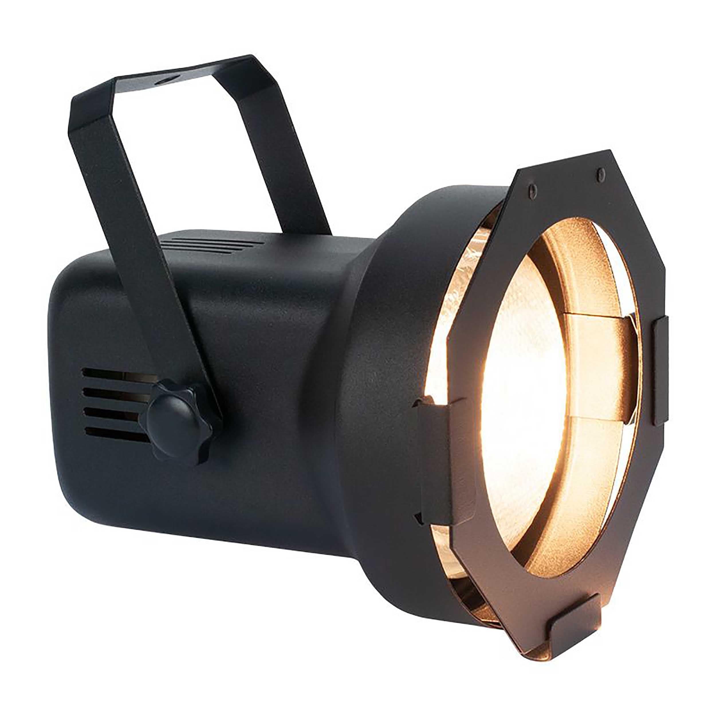 Eliminator Par 38EL is a Black Metal par can with 150 watt Incandescent Bulb Included. Wide Coverage and Very Durable.