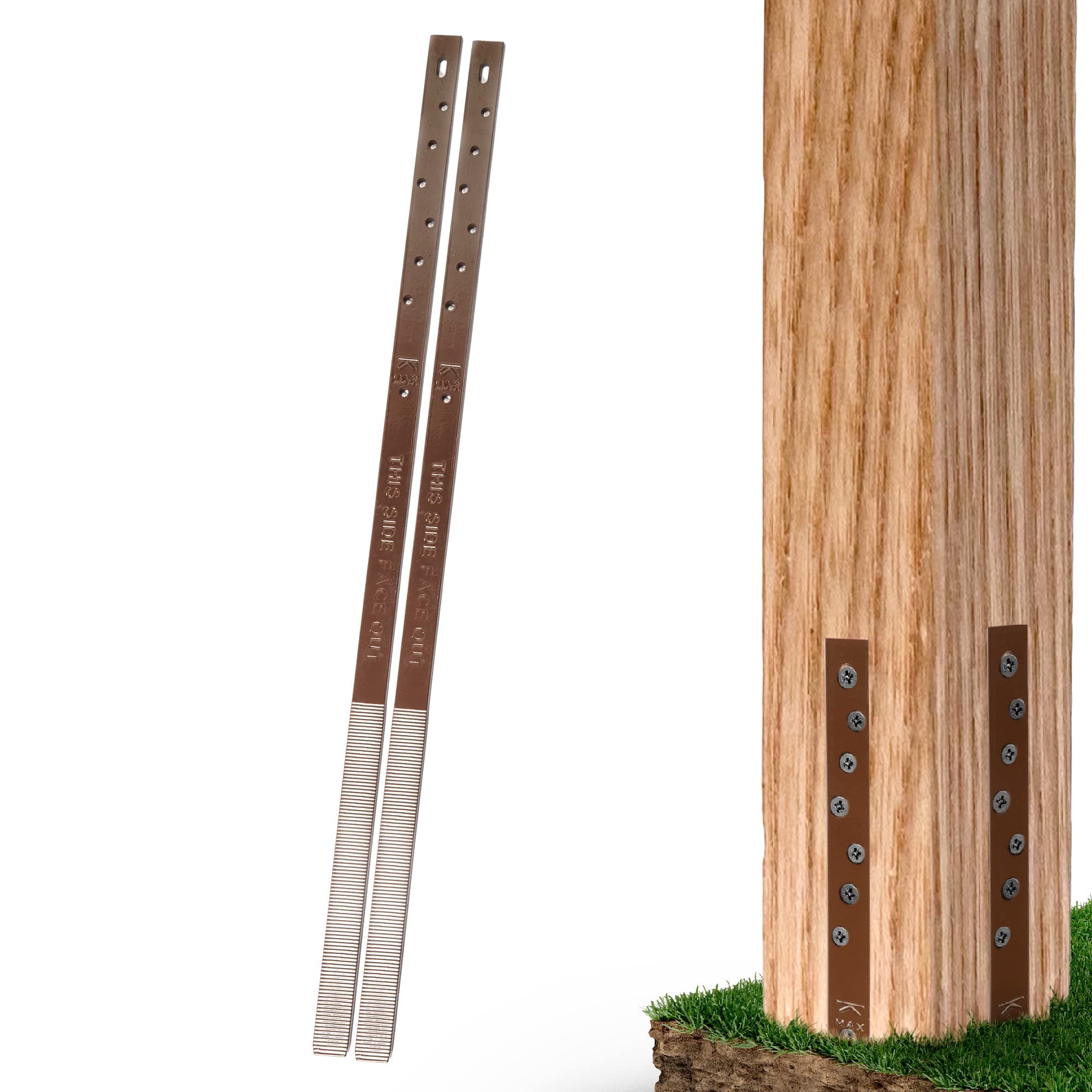 Pack of 2 Easy Fence Post Repair Kit (to Fix 1 Broken Wood Post), Quick and Simple to Install, Effective, Durable Steel Stakes