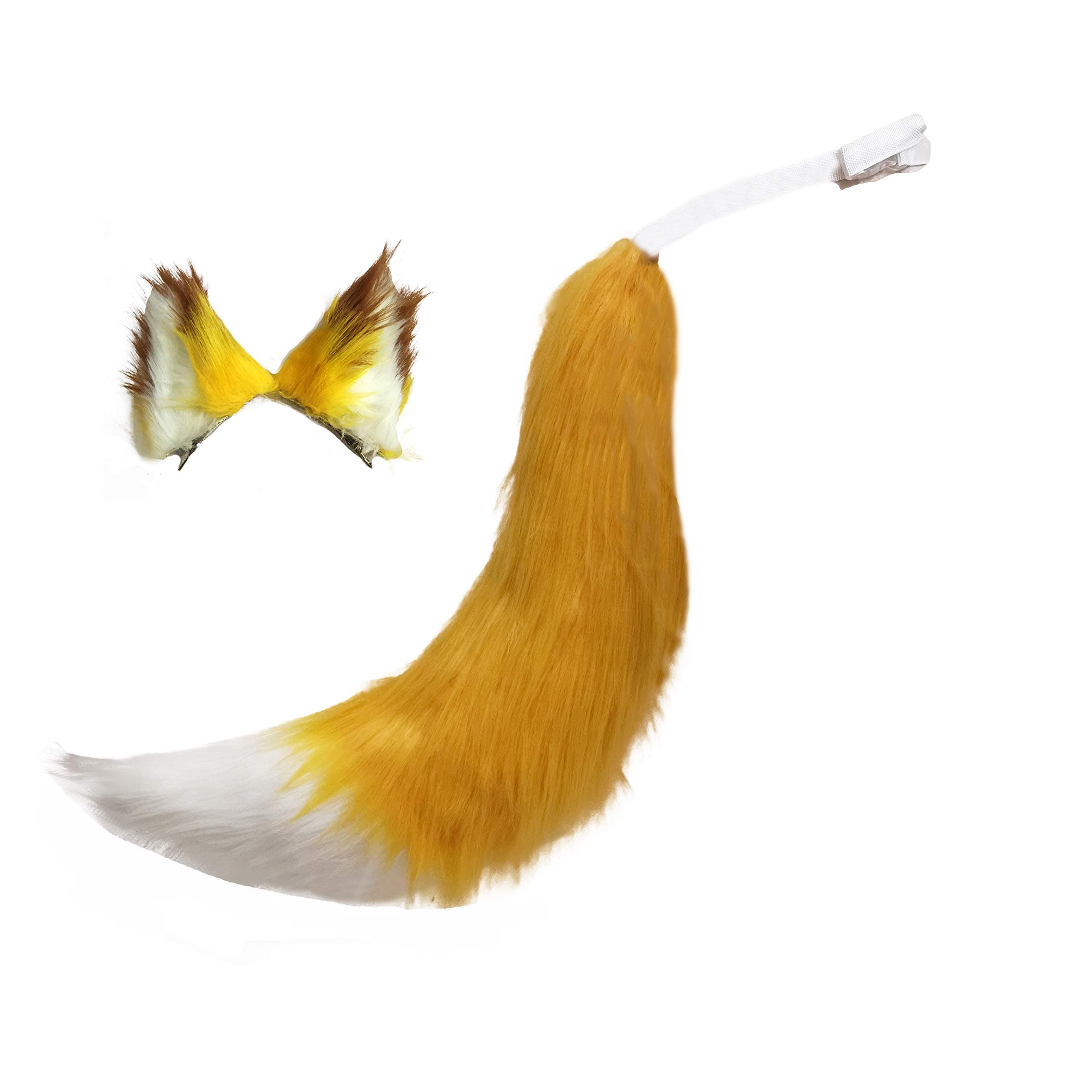 Sewayaki Kitsune no Senko-San Fox Tail and Ears Clips Fur Hairpin Ears Cosplay Prop 27.5''