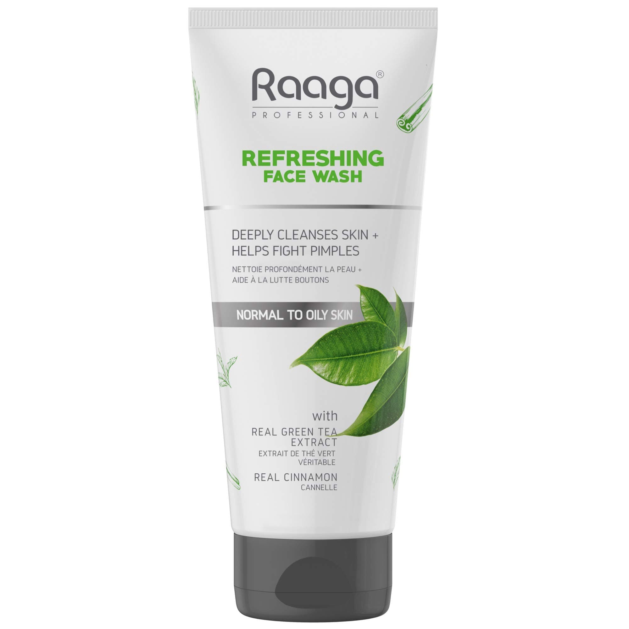 Raaga Professional Green Tea Face Wash | Gently Exfoliate Skin With Salicylic Acid | Deep Cleansing Facial Cleanser | Removes Dirt, Oil & Impurities | For All Skin Type | 2.70 Fl Oz/80ml