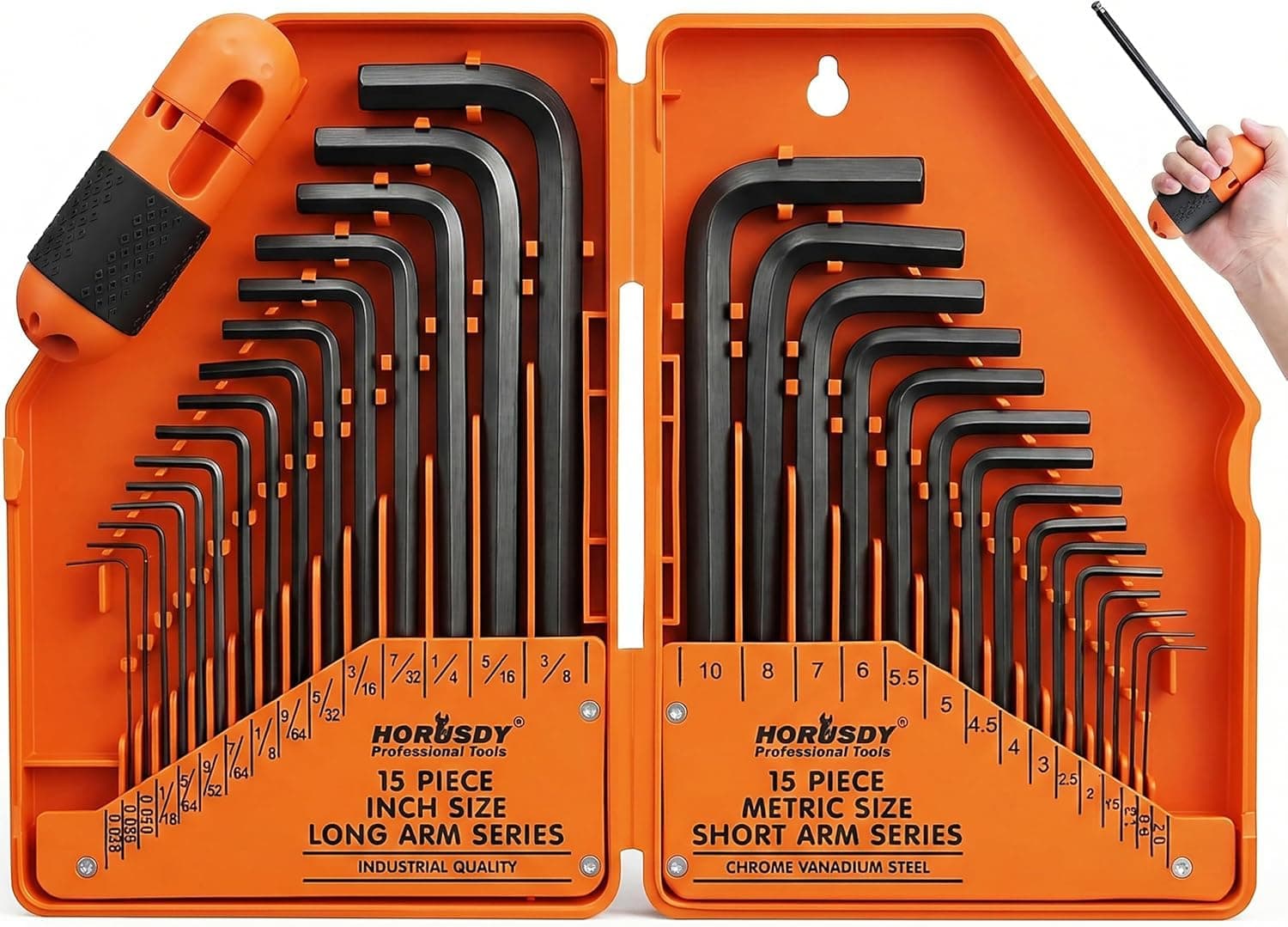 31-Piece Hex Key Set | Allen Wrench Set | Metric (0.7mm-10mm) & Imperial (0.028"-3/8") | Durable & Precise | Ideal for DIY and Professionals