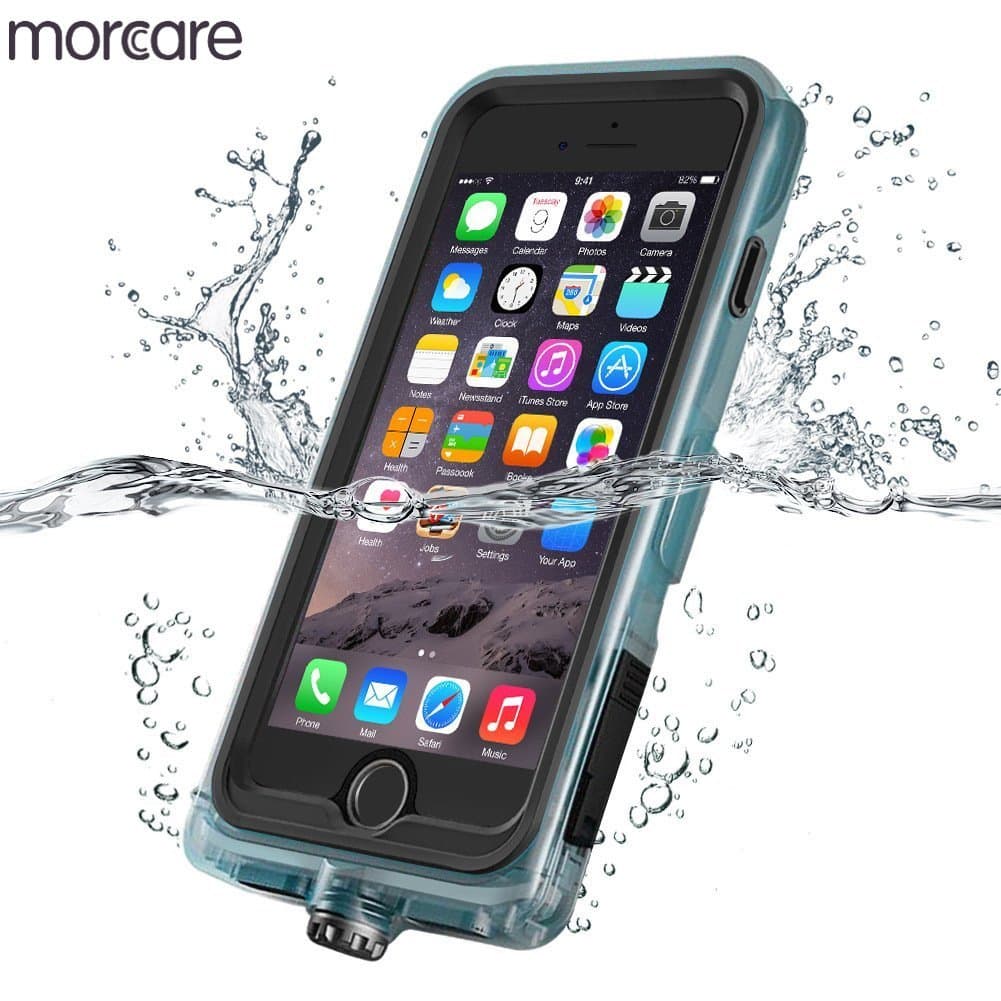 Morcare Waterproof Case with Belt Clip Armband, Protective Shockproof Full-sealed Transparent Cover IP68 Absolutely 100% Waterpeoof for Swimming Floating (Black, iPhone 7)
