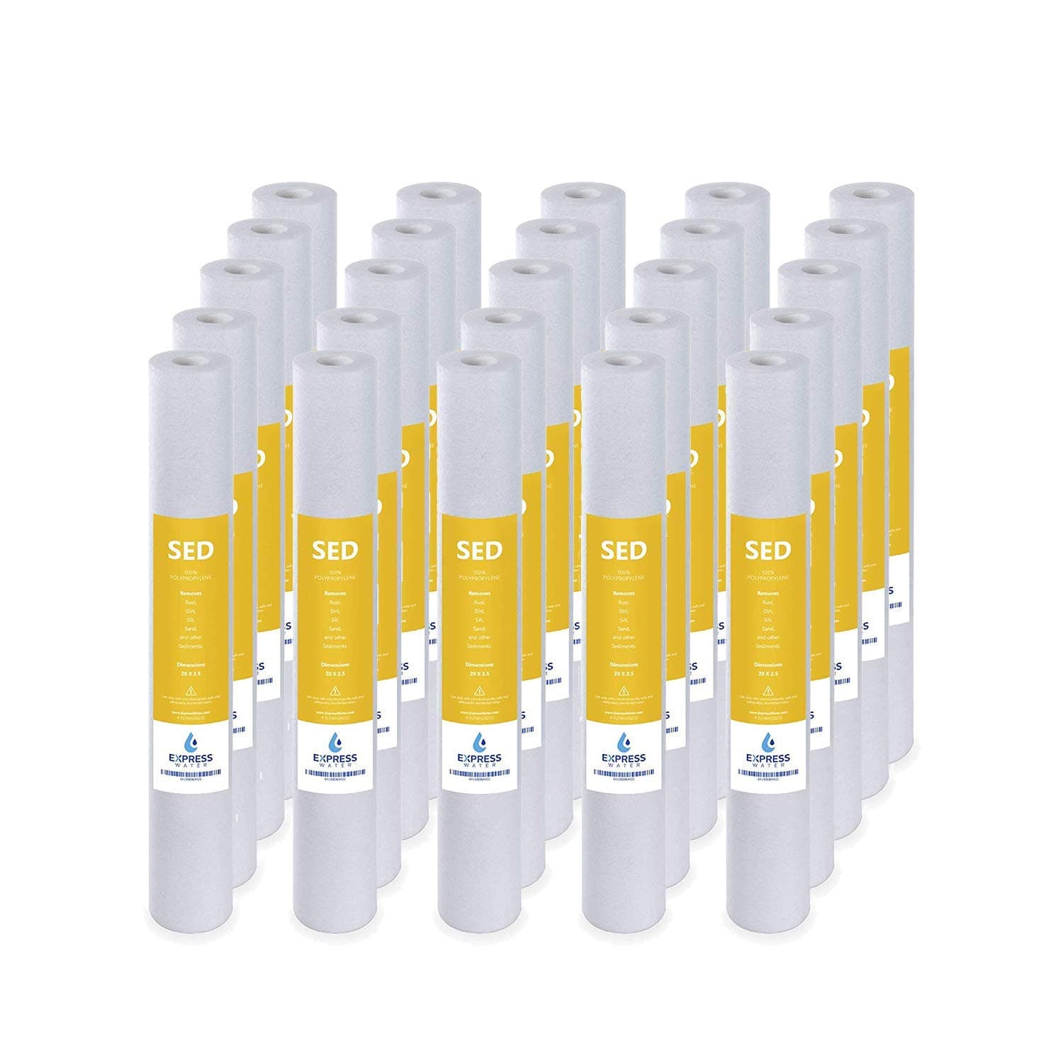 Express Water – 25 Pack Sediment Replacement Filter – Whole House Replacement Water Filter – SED High Capacity Water Filter – 5 Micron Water Filter – 2.5” x 20” inch