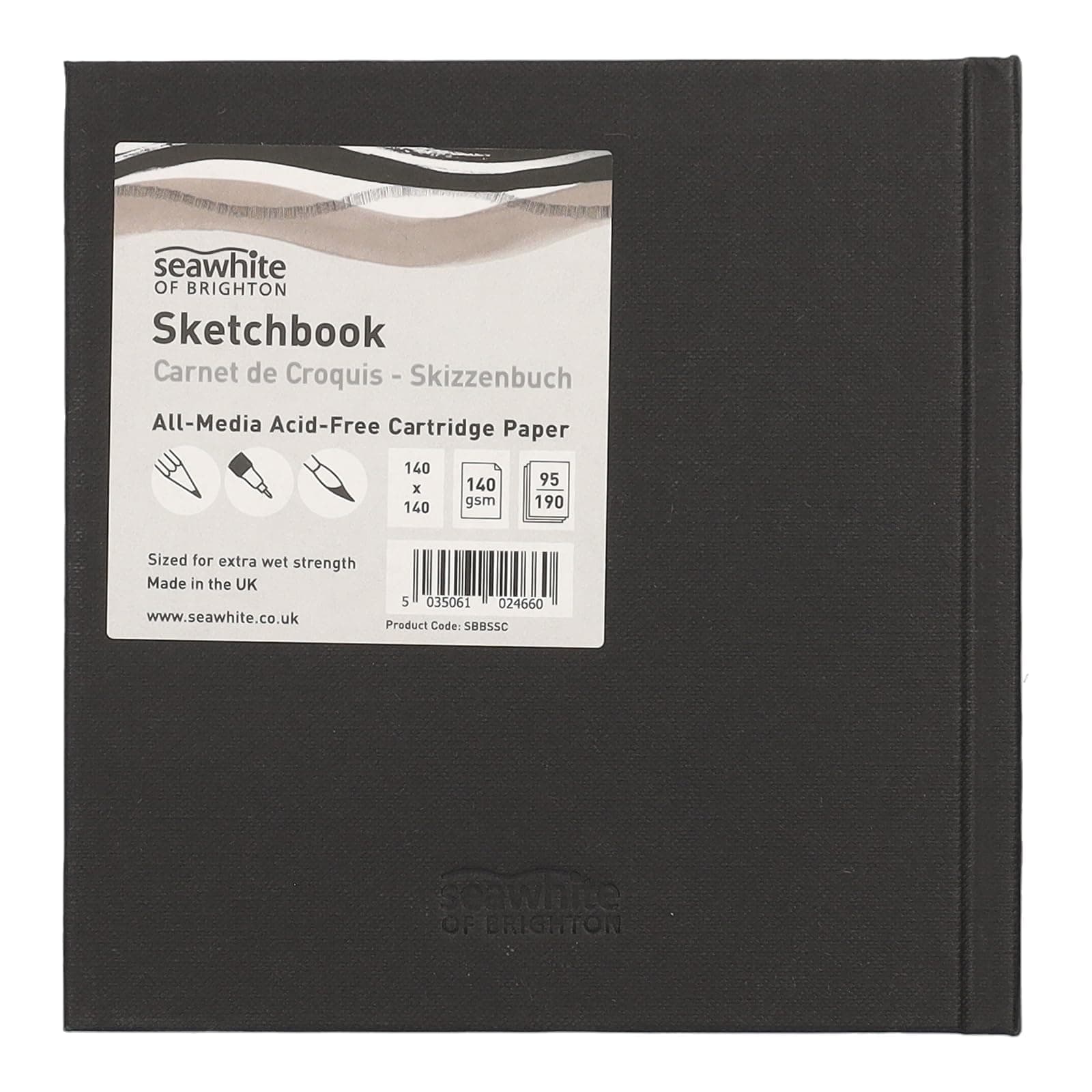 Black Cloth Cover Sketchbook - Small Square 5.5x5.5"