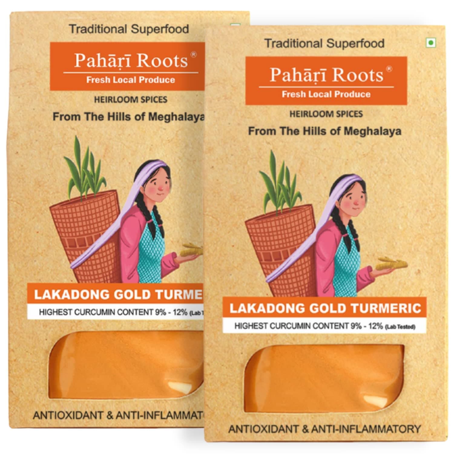 Pahari Roots 8 12% High Curcumin Gold Lakadong Turmeric Powder 400G Jaintia Hills, Meghalaya | Haldi | Healing Aromatic Flavorful |Fresh Harvest| 400Gm