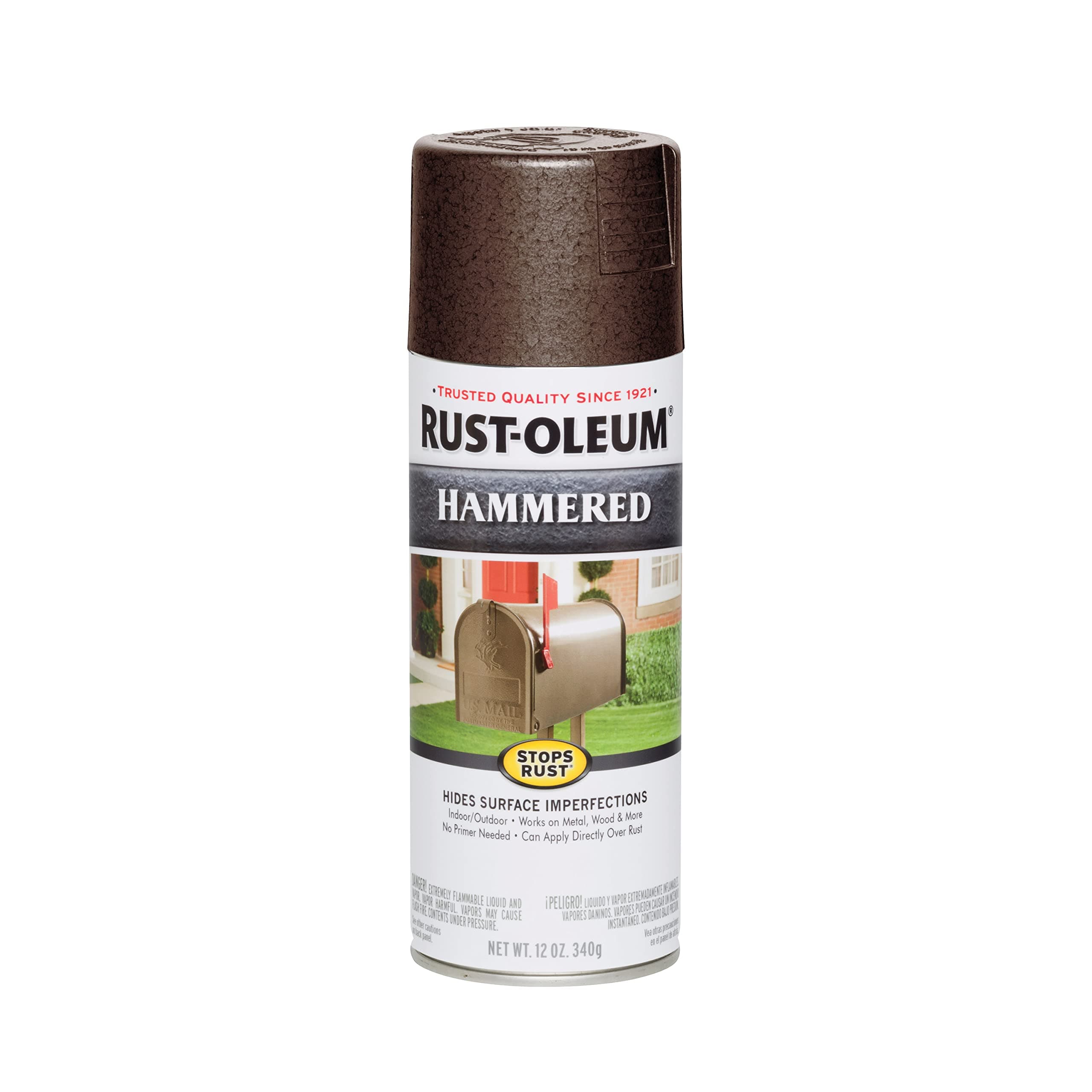 Rust-Oleum 210880 Stops Rust Hammered Spray Paint, 12 oz, Brown