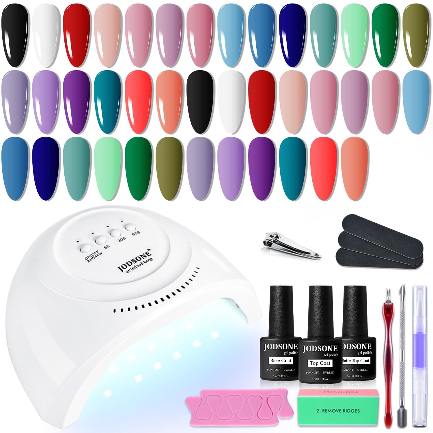 20 Colors Gel Nail Polish Kit with U V Light Base Top Matte Coat High Shine Vibrant Nail Gel Equipped with Manicure Tools