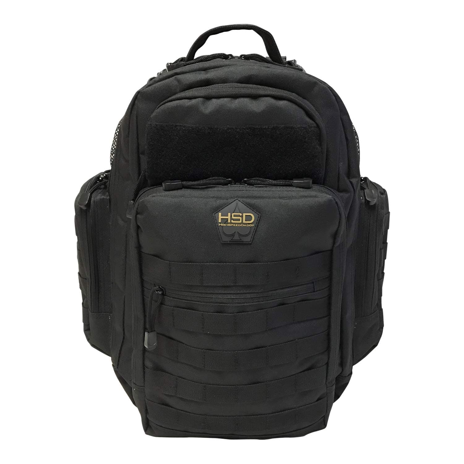 HSD Tactical Diaper Bag Backpack + Changing Pad, Insulated Pockets, Stroller Straps (Black)