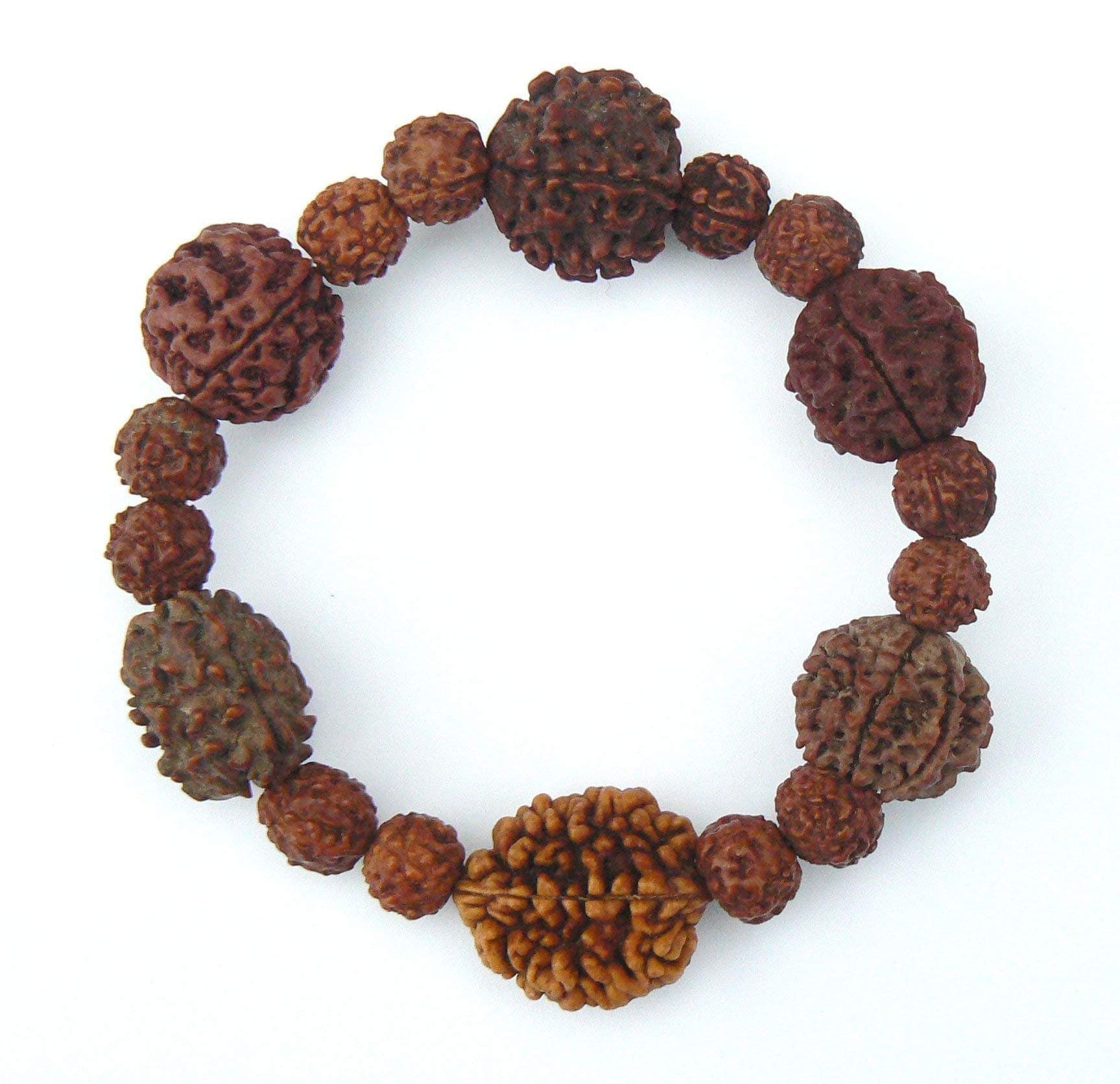 AdiShaktiShopRudraksha Bracelet Shiva Wrist Mala - HANDMADE - 2 3 4 5 6 7 Mukhi Rudraksh Seed Beads/Meditation Spiritual Hindu Yoga Jewelry for Men and Women