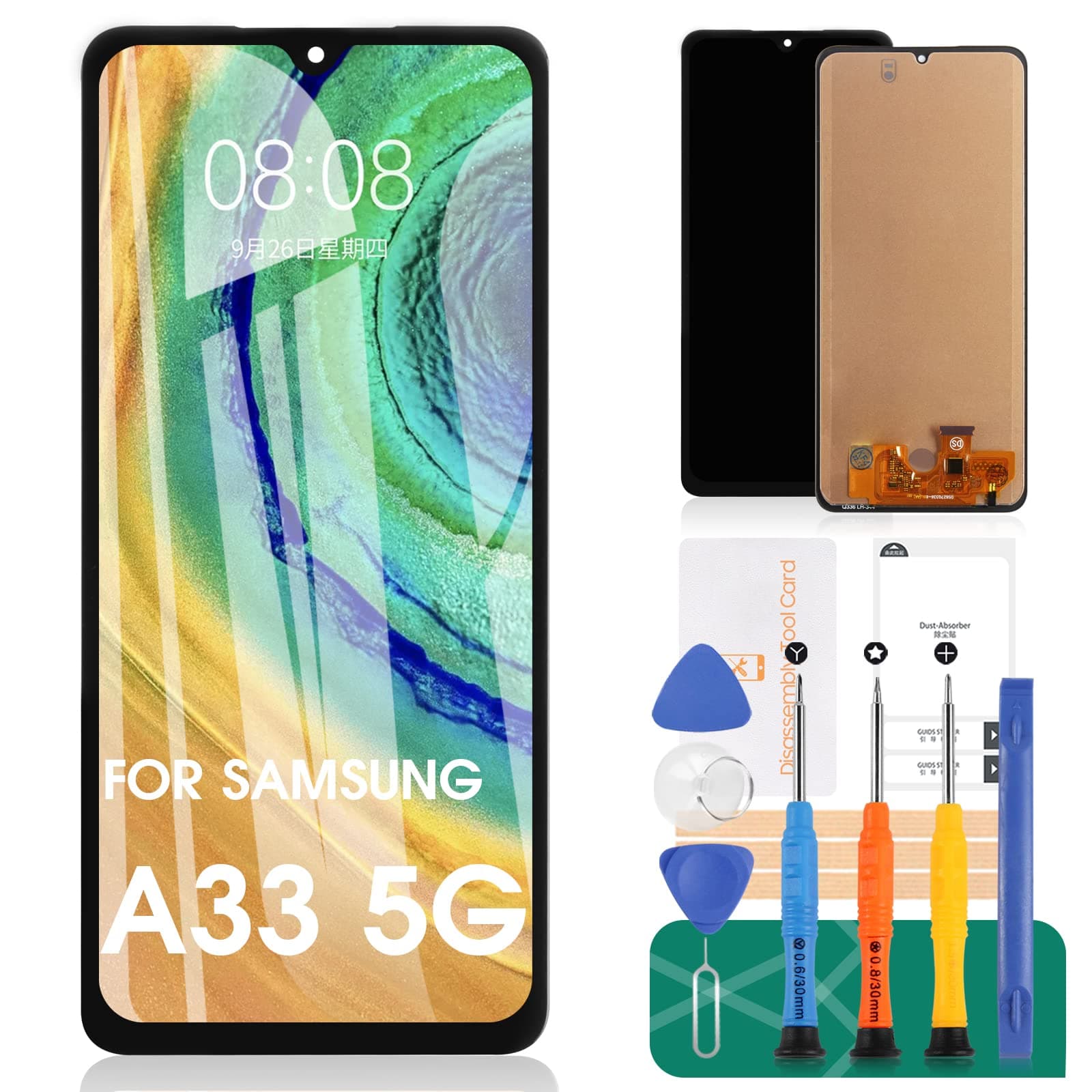 INCELL For Samsung Galaxy A33 5G Screen Replacement for Samsung A33 5G LCD Screen for A336 LCD Display SM-A336E SM-A336B Digitizer Touch Screen Assembly Repair Kits(No fingerprint)