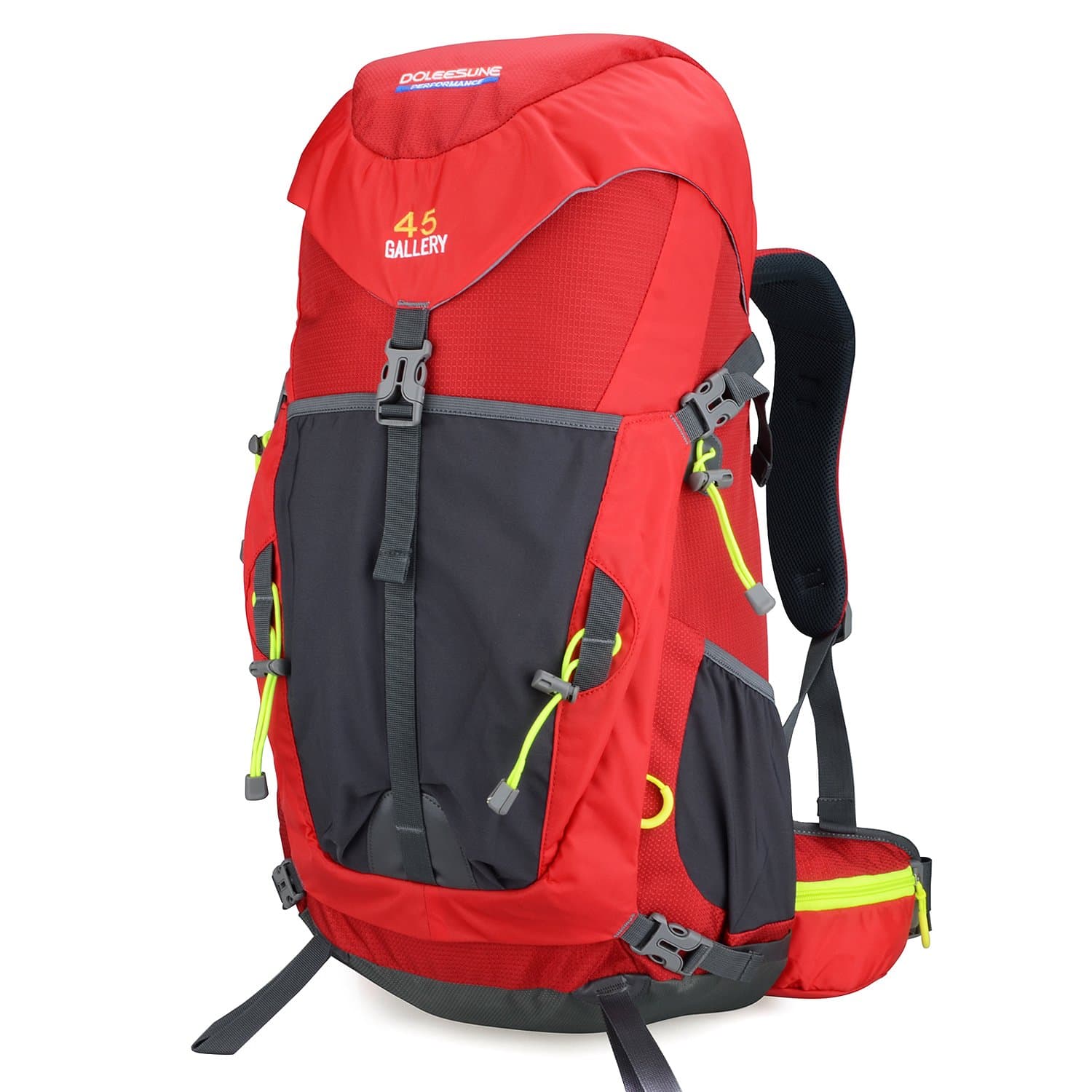 Doleesune Classic Series 2278 Outdoor 45 Internal Frame Pack Hiking Daypacks Climbing Cycling Backpack Lightweight (Red)