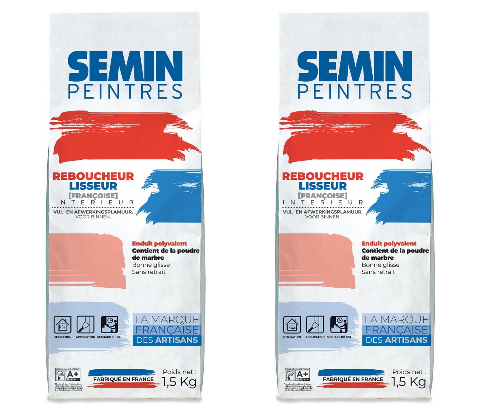 Semin A00298 Filler and Smoothing Sealant in Powder, Interior, 1.5 kg Bag (Pack of 2)