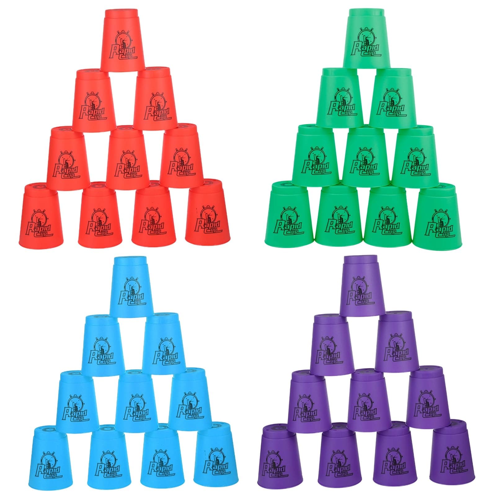 yeesport Sport Stacking Cups, 48pcs Sports Stacking Cups Sport Training Games for Travel Party Challenge Competition Gift for Kids and Adults (Blue+Green+Orange+Purple)