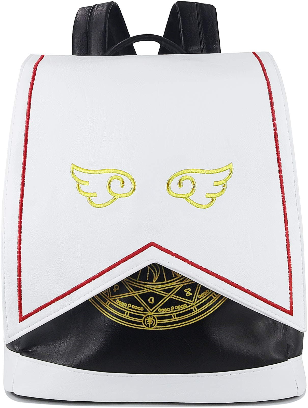 Roffatide Anime Cardcaptor Sakura Backpack Women Synthetic Leather Flap Backpack Embroidery Back Pack