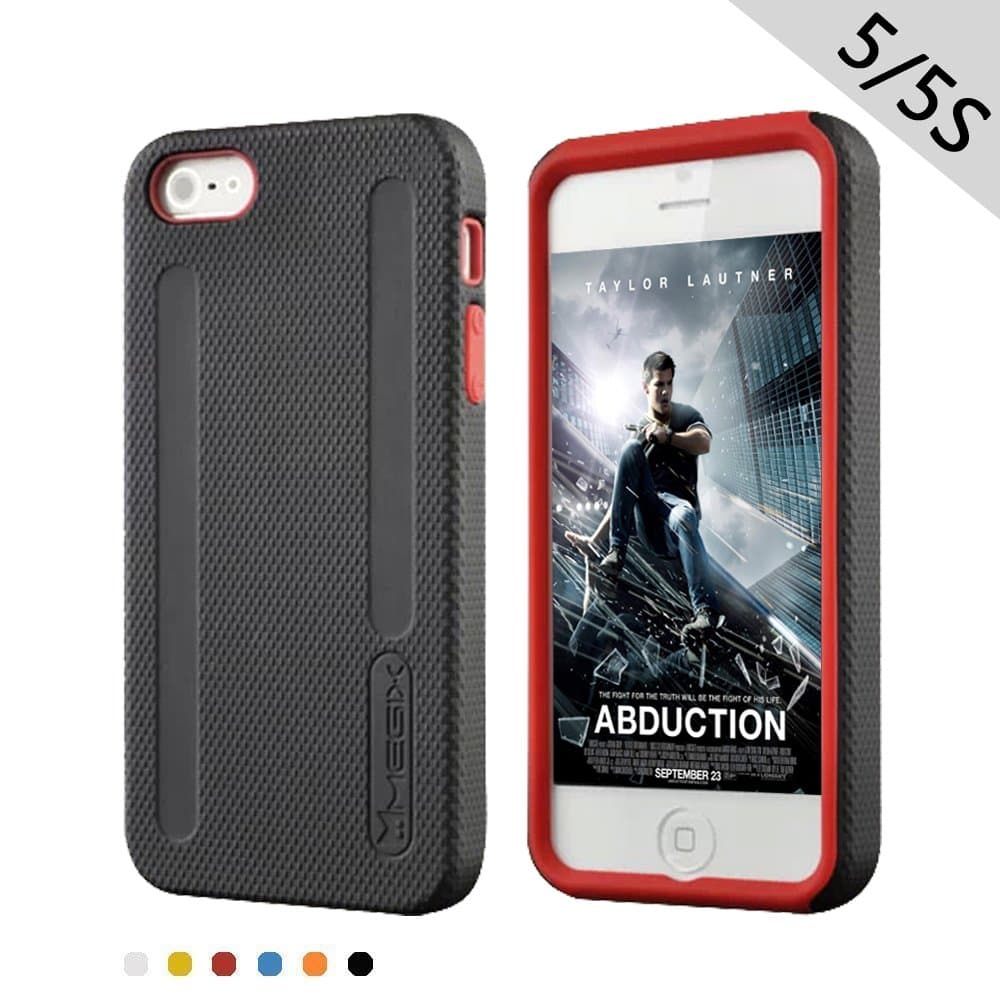 Megix Technology Double Layer Armor Series Protection Hard Cover/Case for Apple iPhone 5/5S - Retail Packaging - Black/Red