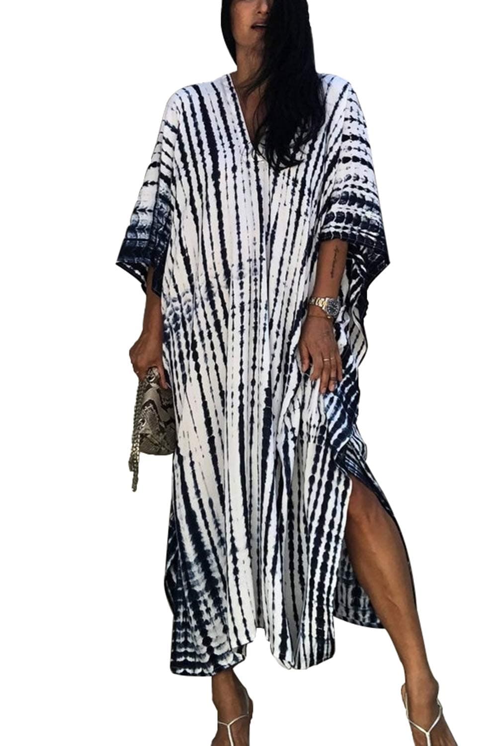 Long Kaftan Bohemian Kimono Maxi Nightgown Beach Cover Up Dress for Women