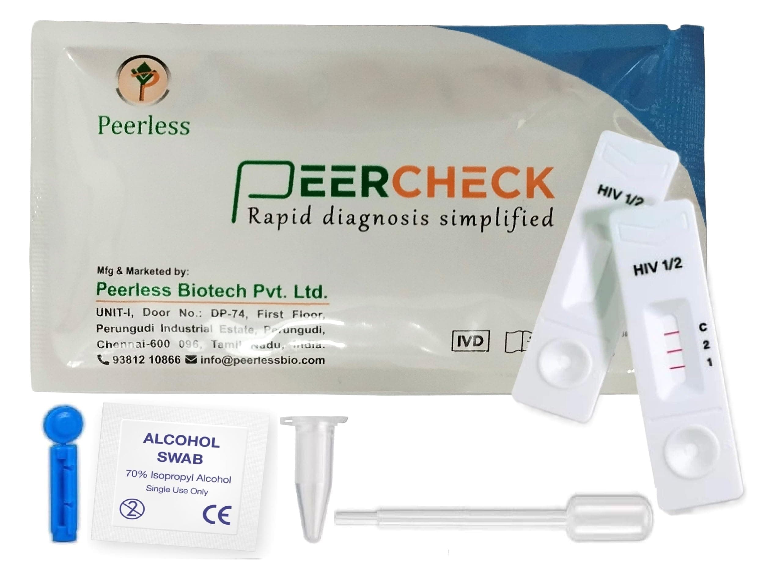 Navnihaal 1 Step HIV Test Kit for Home. 3rd Generation. - White