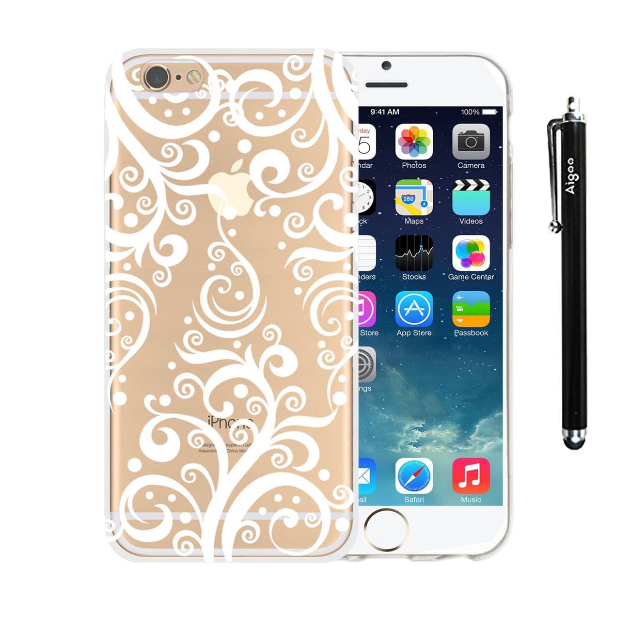 AiGoo Plastic Case Cover for for Apple Iphone6 ¨4.7" Classical Relief Crafts White Cute Dancing Christmas Reindeer Pattern Floral Paisley Flower Mandala For Iphone 6 ¨4.7"