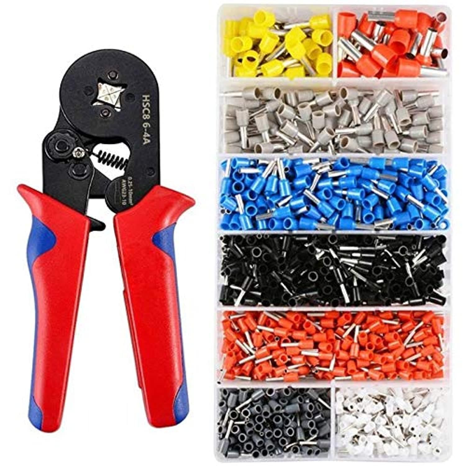NICO SEE WONDER 6-4 Self Adjustable Terminal Crimping Pliers Automatic Cable Wire Stripper Stripping Crimper Tools with 1200 Terminals