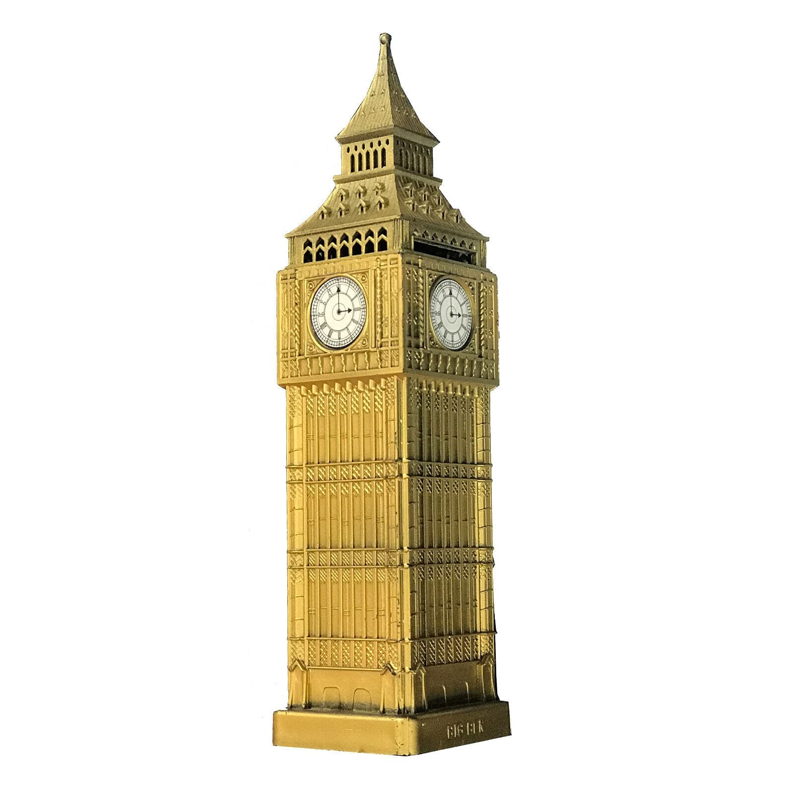 London Big Ben Money Box Made of Plastic with Metal Parts, Antique Style, Unisex, Metalic Gold