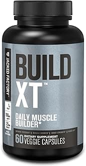 Jacked Factory Build-XT Daily Muscle Builder & Performance Enhancer - Muscle Building Supplement for Muscular Strength & Growth | Trademarked Ingredients Peak02, ElevATP, & Astragin - 60 Veggie Pills